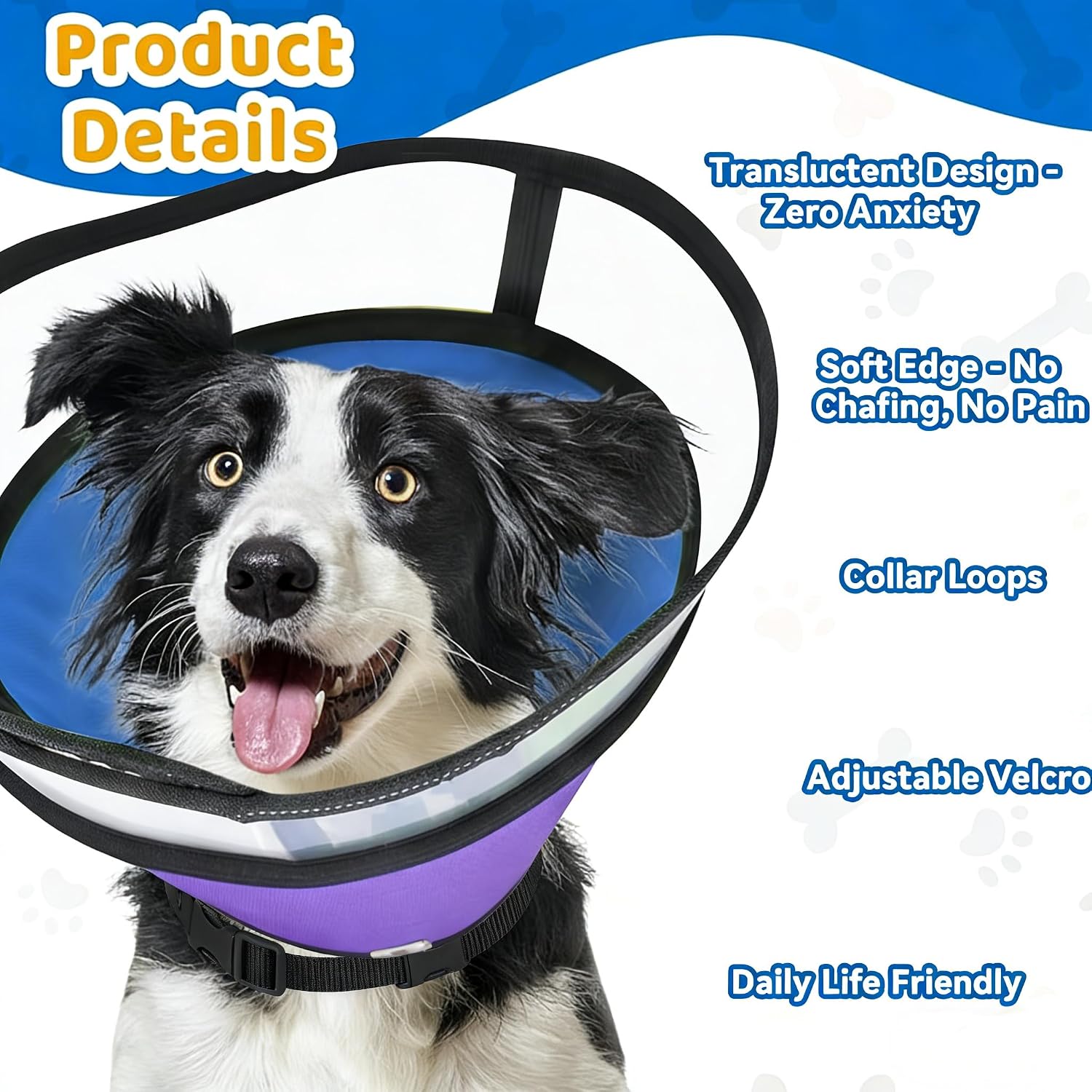 Dog Cone Collar for Medium Large Dogs - Soft Padded Transparent Recovery Collar - Breathable Anti-Lick for Surgery & Spay - Fits German Shepherd, Lab, Golden Retriever (L - Neck Girth:14" - 18")