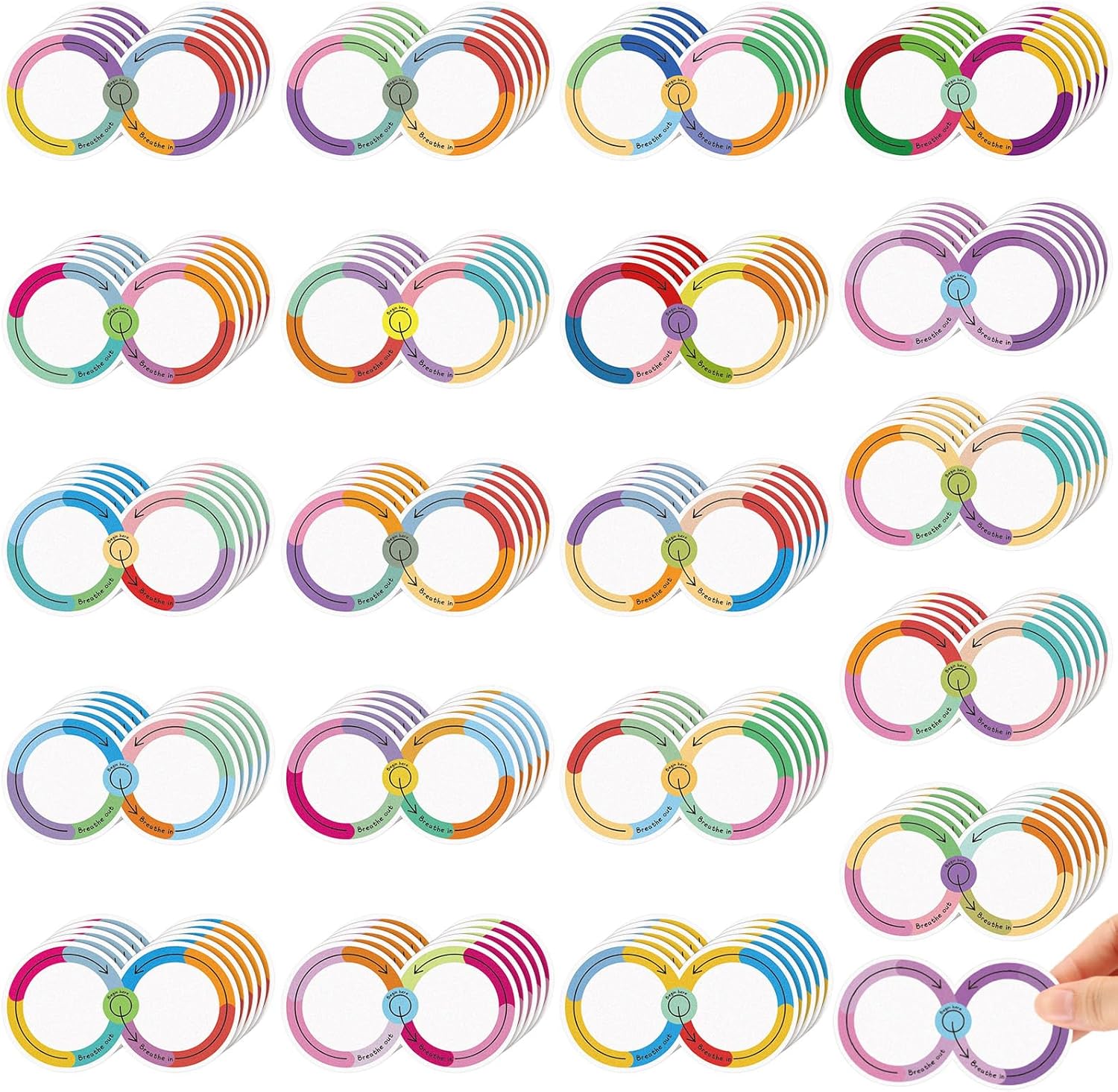 Crtiin 100 Pack Sensory Strips Anxiety Mindfulness Breath Calm Stickers Adhesive Texture Rough Tactile Fidget Tape for Mental Health Relief Anti Stress Stickers(Simple)