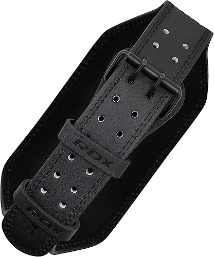 Miniatura 8 de RDX Cinturón de levantamiento de pesas para gimnasio de fitness, cinturón de cuero ajustable con soporte lumbar acolchado de 4 pulgadas, ideal para