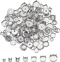 UNICRAFTALE 7 Sizes About 350pcs 6/8/10/12/14/16/18mm Stainless Steel Rhinestone Claw Settings Flat Round Empty Claw Set for Rhinestone Pendant Blanks Resin Jewelry Making Stainless Steel Color