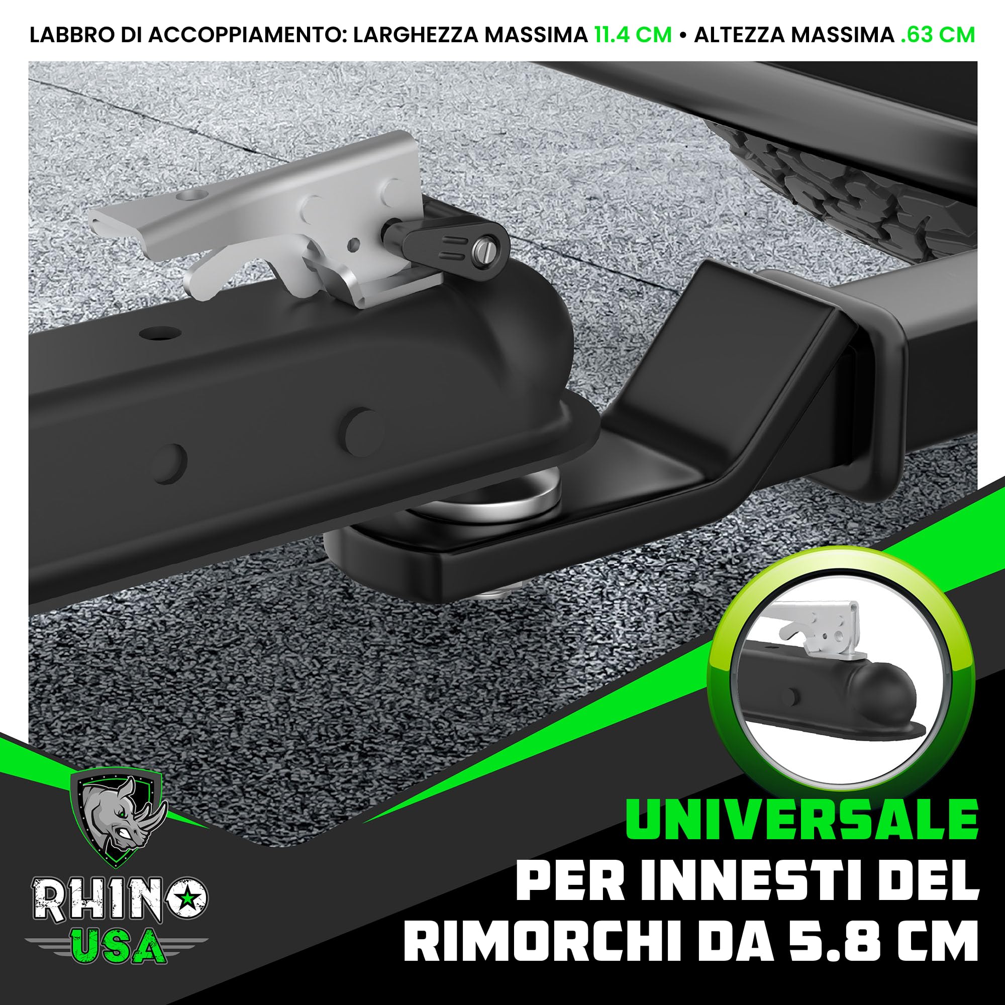 Rhino USA Kit di Blocco per Gancio di Traino per Rimorchi da 5.87cm (59mm) 2-5/16 Pollici – Serratura di Sicurezza per Coppia Antifurto Rimorchio per Camper, Caravan, Barca –Serratura Rimorchio Gancio