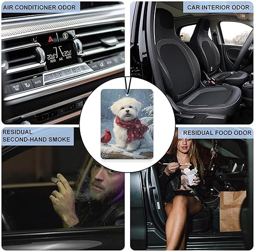 Miniatura 8 de Snowy Cardinal Maltese Dog Car Air Freshener Cute Hanging Aromatherapy Tablets for Car Home Square