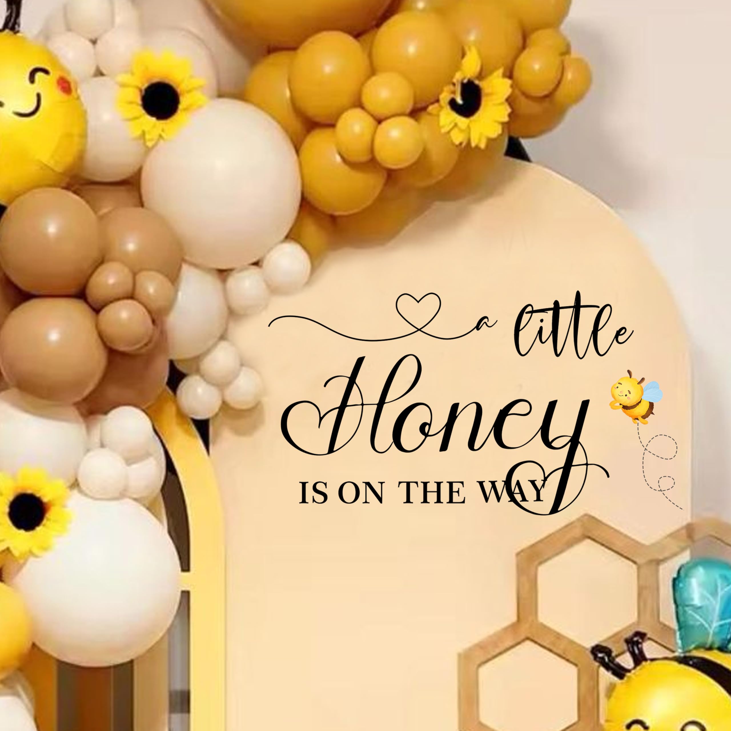 A Little Honey is on The Way Baby Shower Decal,Gender Reveal Honey Bee Decal Sign,Bee Themed Backdrop Balloon Arch Decal,Cute Honey Bee Sign Sticker,Honey Bee Gender Reveal Party Decorations