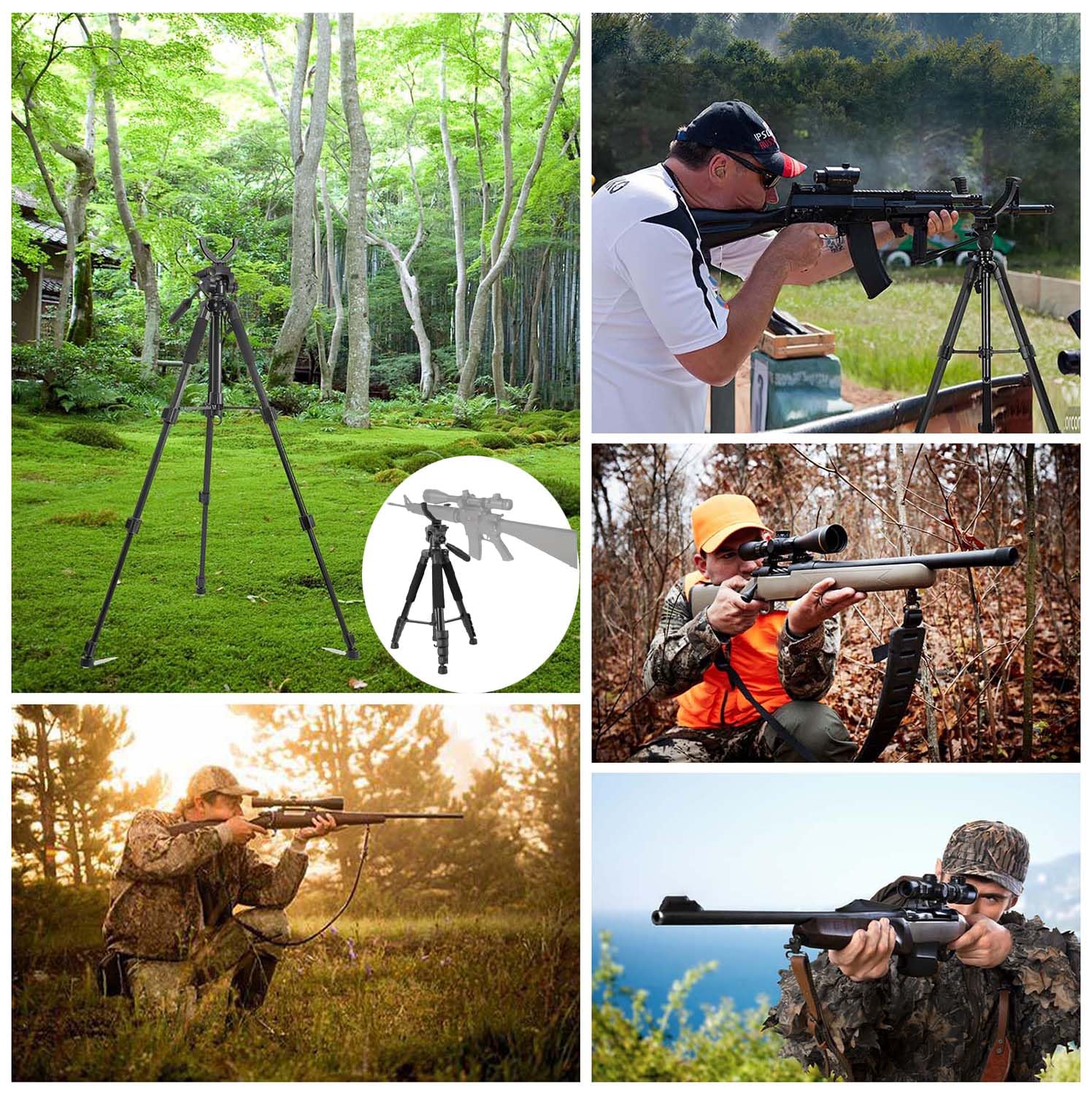 Zielstock Jagd Dreibein, Pirschstock Jagd 3 Bein oder Schießstock Dreibein mit Schnellverschlußsystem – Verstellbar von 55cm bis 150cm