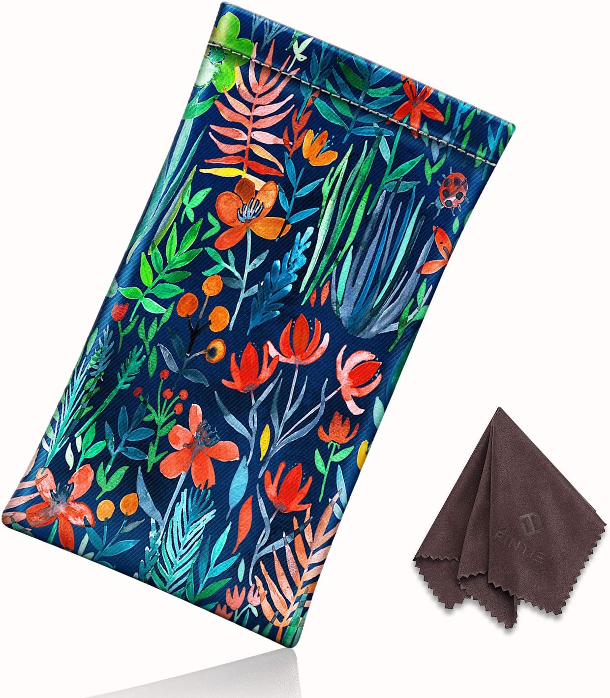 FINTIE Soft Eyeglasses Case with Cleaning Cloth, Portable Squeeze Top Vegan Leather Glasses Pouch, Sunglasses Eyewear Bag - Image 7