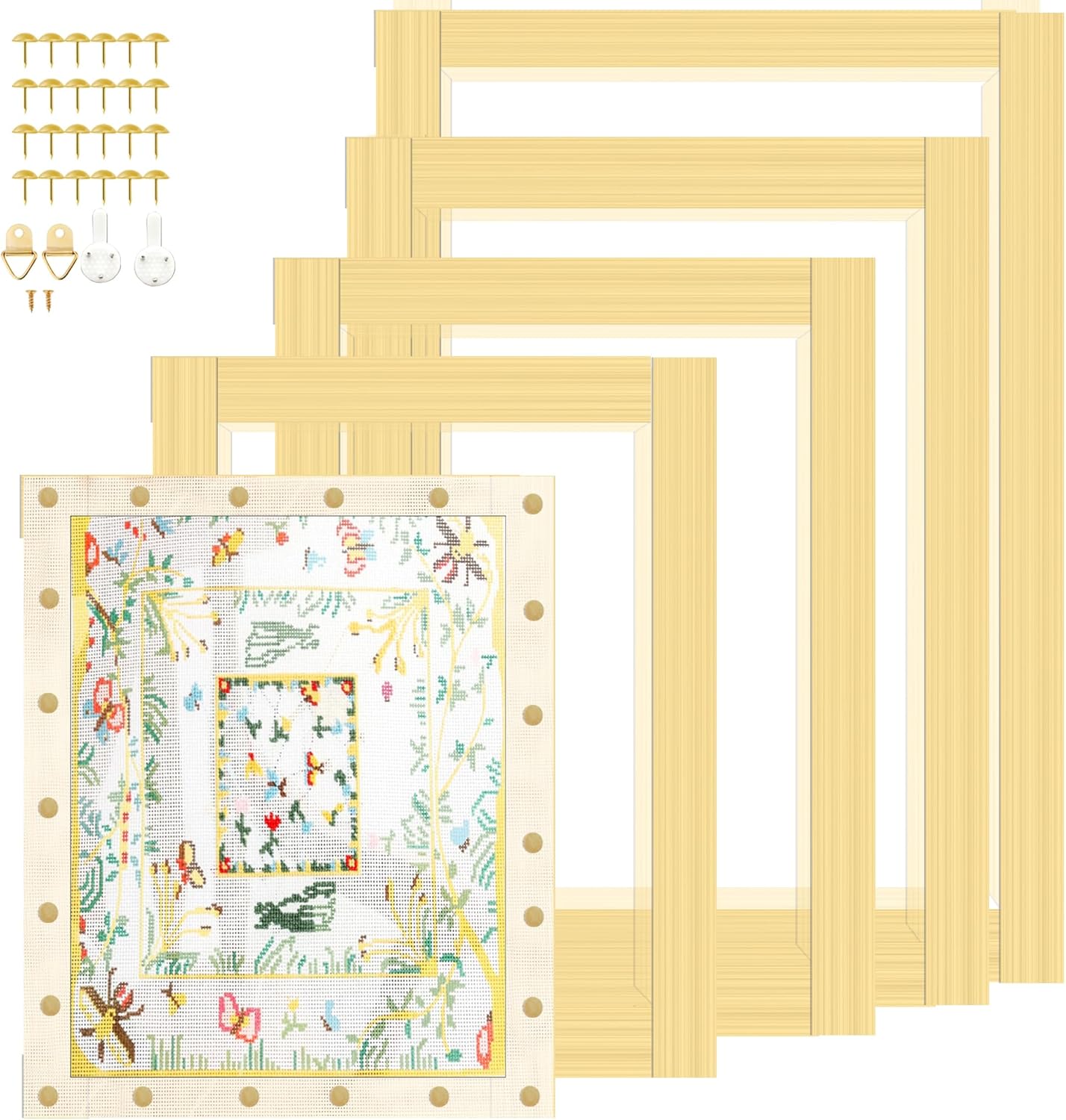 ECOIOU 20 Stretcher Bars 5 Size for Needlepoint Art, DIY Stretcher Bar Frame, Oversize 16", 18", 20", 22", 24" by 3/4-Inch