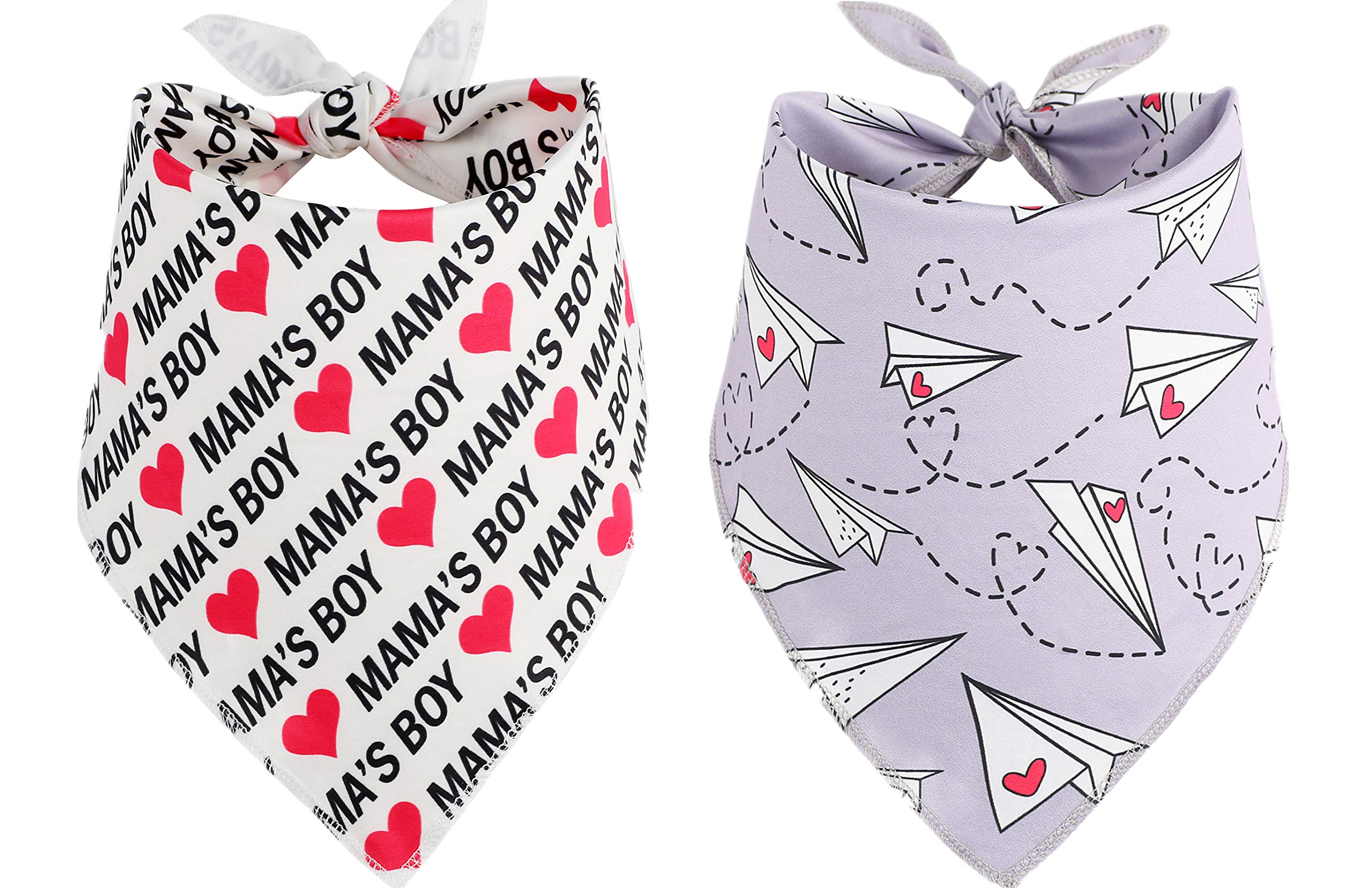 BoomBone Dog Valentines Day Bandana 2 Pack,Triangle Bibs Pet Scarf for Medium and Large Dogs