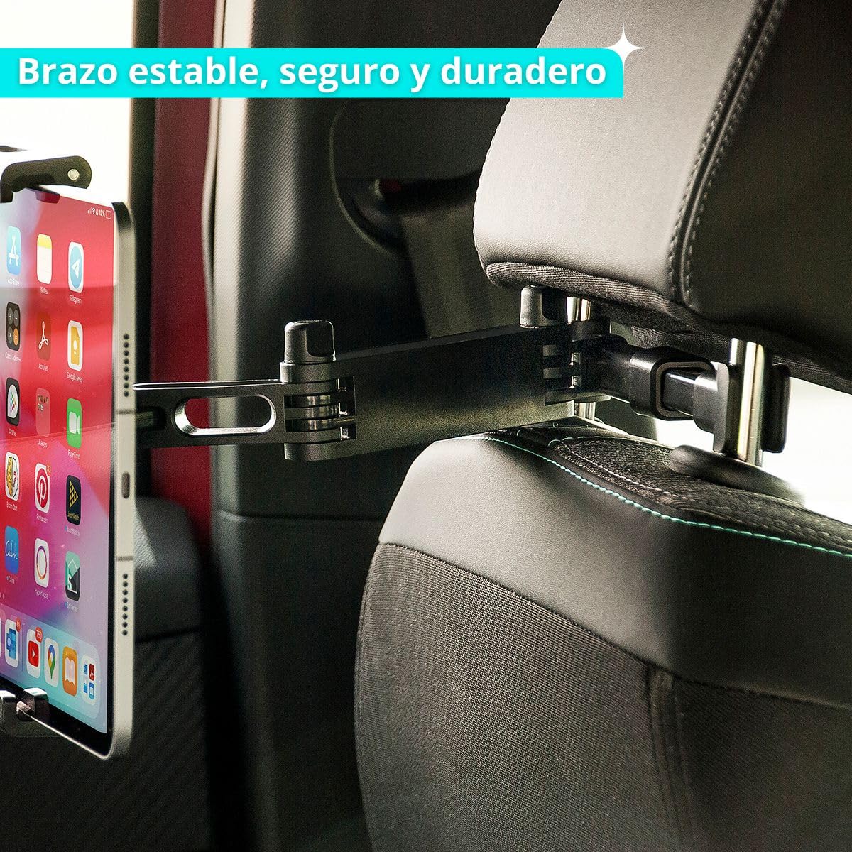Soporte Tablet Coche Reposacabezas. Soporte Tableta Coche Soporte Universal Ajustable, Soporte Compatible con iPad, iPhone, Galaxy Tab, Huawei Mediapad, Smartphones, videoconsolas, eReader.