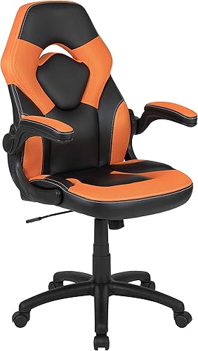 Miniatura 1 de Flash Furniture X10 - Silla giratoria de policarbonato ergonómica y ajustable con apoyabrazos abatibles; para videojuegos, juegos de carreras,