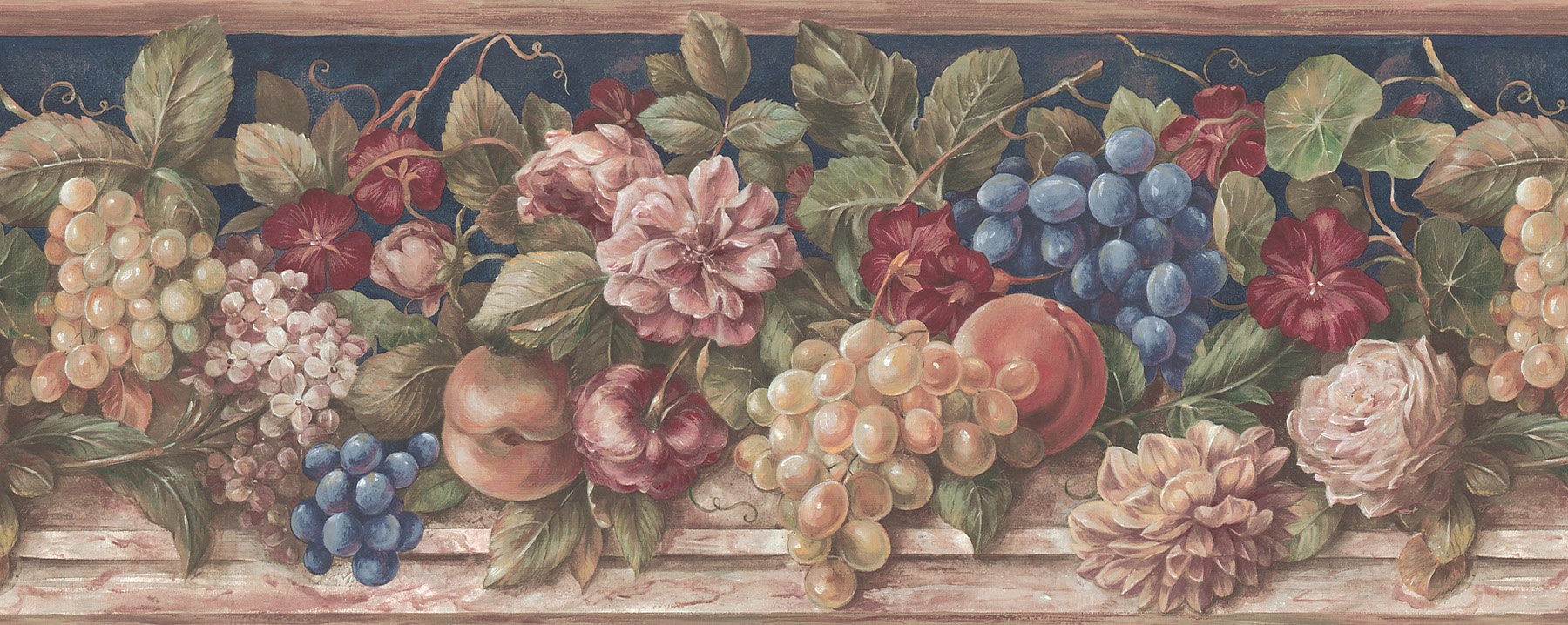 Frise murale fleurs et fruits Brewster Martex pour rénover un mur de cuisine