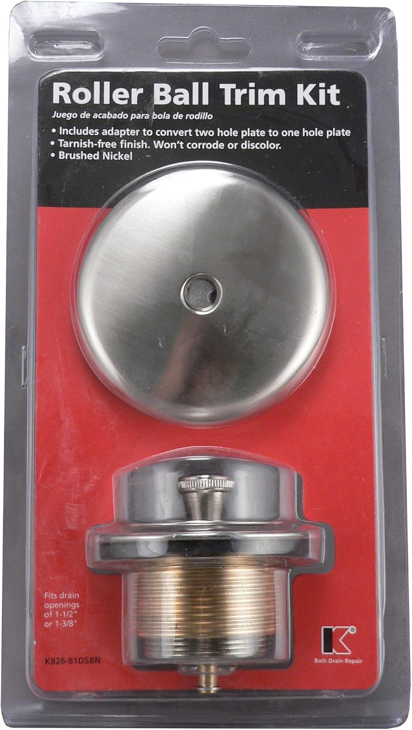 Plumb Pak K826-81DSBN Roller Ball Style Bath Drain Trim Kit, Brushed Nickel