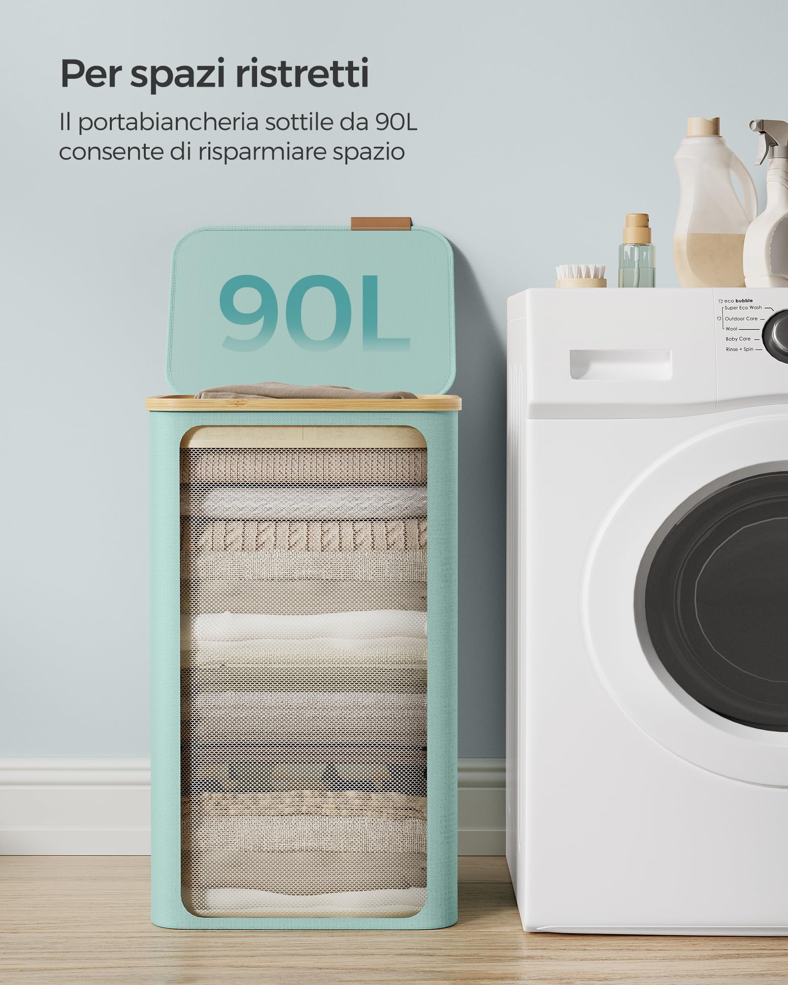 Cesto portabiancheria impermeabile da 80 l, con manico in pelle, cesto