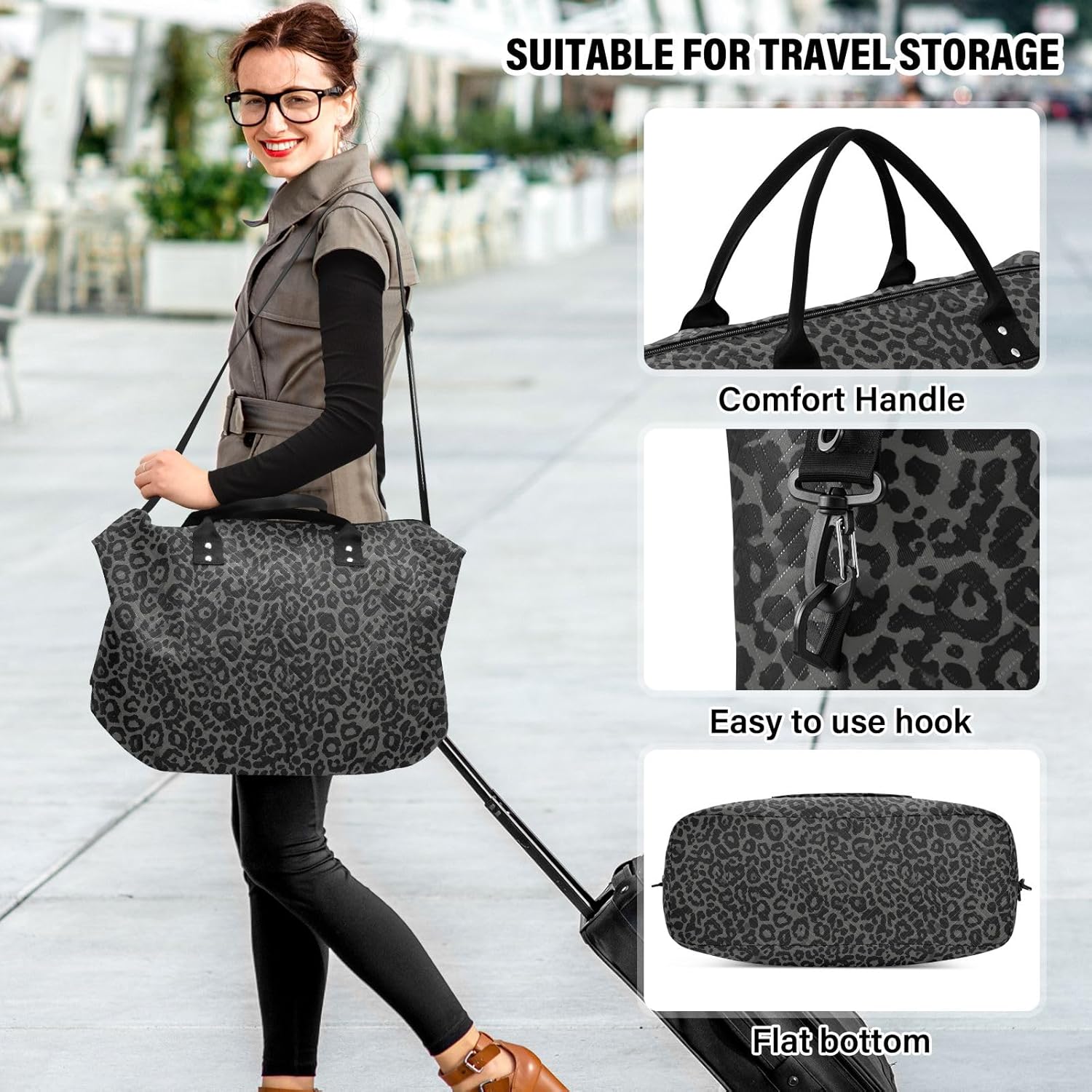 Large Travel Duffel Bag Sports Tote Gym Bag Overnight Weekender Bags Golden Bee Queen Crown Pattern Carry On Luggage