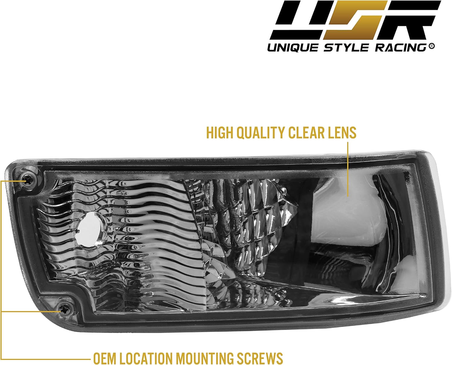 USR DEPO 90-96 300ZX Signal Lights - JDM Style Crystal Light Smoke Lens Front Bumper Turn Signal Lamps Set (Left + Right) Compatible with 1990-1996 Nissan 300ZX Z32 (Smoked with Amber Bulbs)