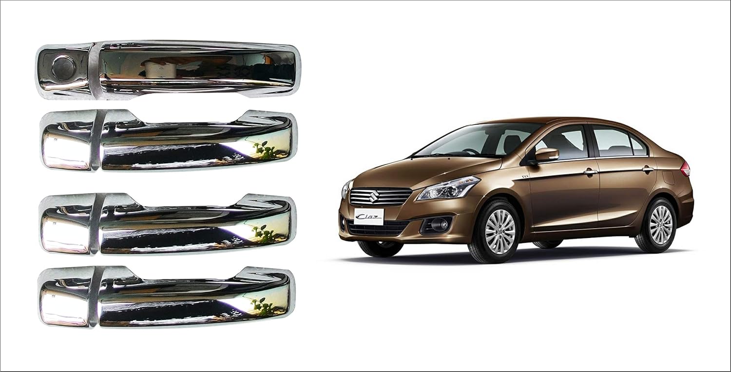 Trigcars Maruti Suzuki Ciaz Car Door Handle Latch Chrome Plated Cover Set of 4 Pcs with Car