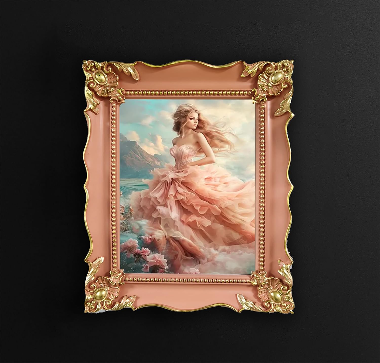 Gothic Picture Frame 8x10 Pink - Vintage Ornate Photo Frame, Antique Baroque Victorian Style Wall or Tabletop Display, Elegant Home Decor for Photos, Art, and Portraits