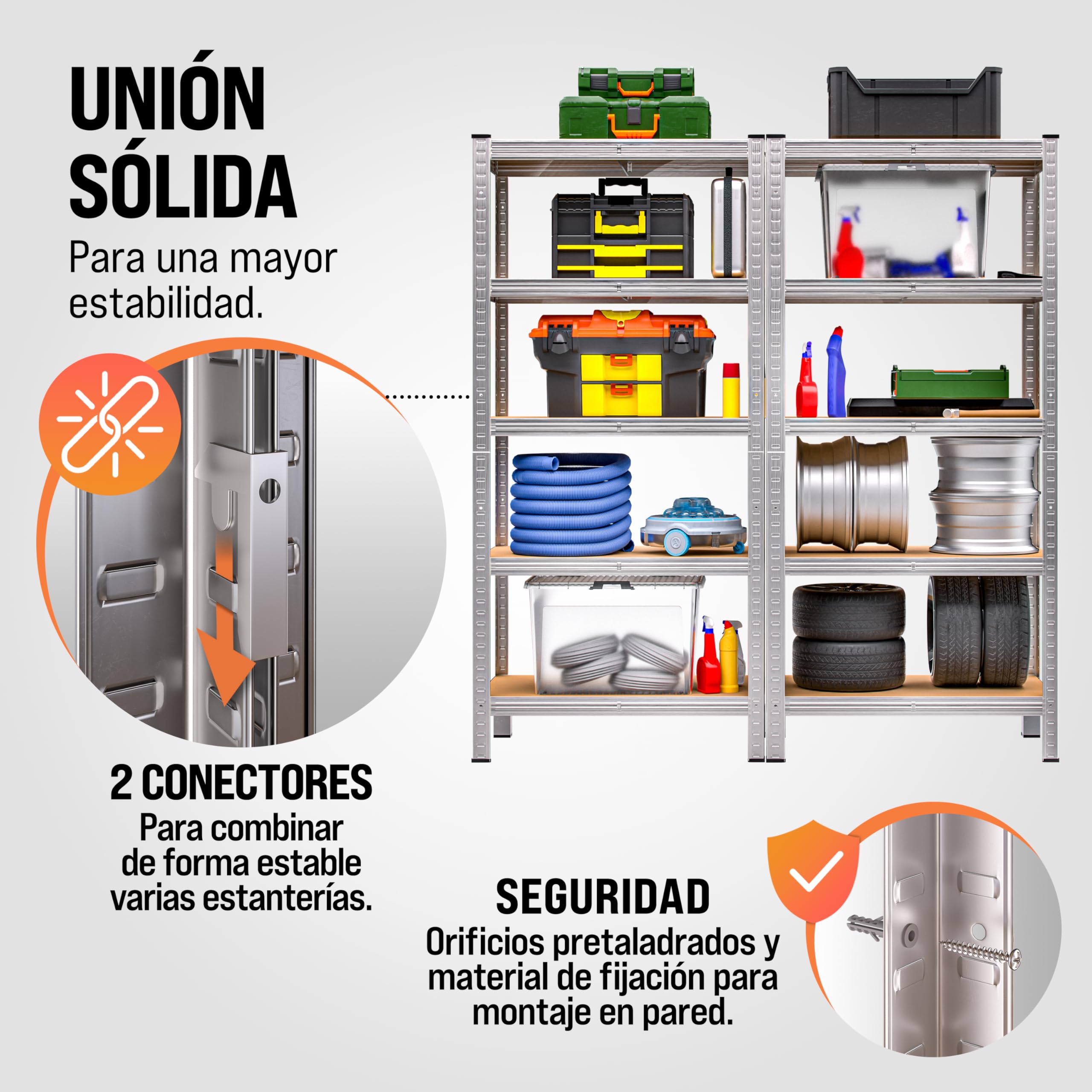 Monzana® Estantería Esquinera Almacenaje, Garaje, Almacén, Trastero,180x70x40cm, 5 Baldas, Acero Galvanizado, Modular, Esquina, Estanterias de Carga 875kg