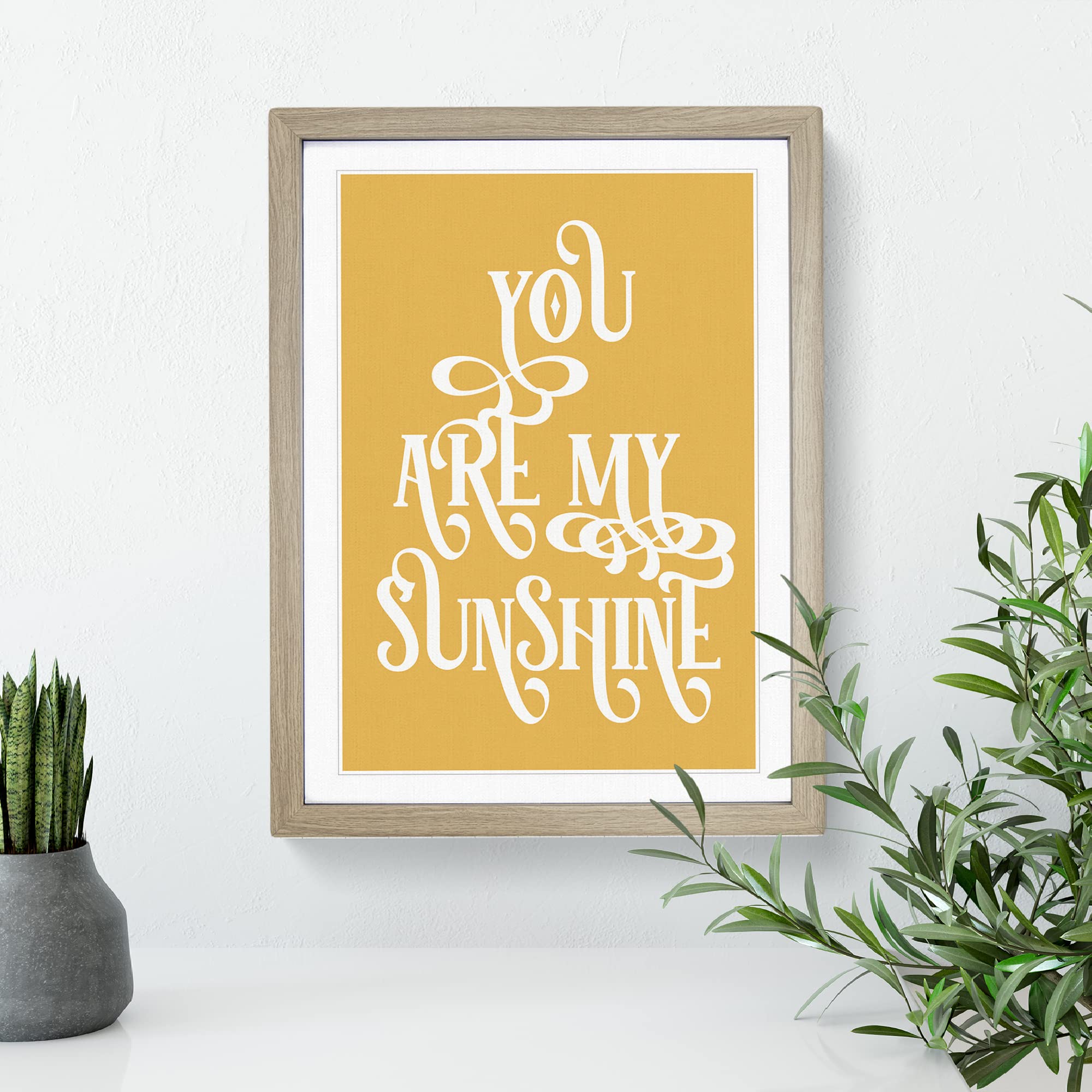 You Are My Sunshine V2 Typography Yellow Framed Wall Art Print - Image 2