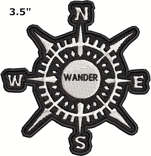 Miniatura 2 de Compass Wander - Parche bordado negro de 3.5 pulgadas, para planchar o coser, decoración de recuerdo de vacaciones, apliques para pasear por la