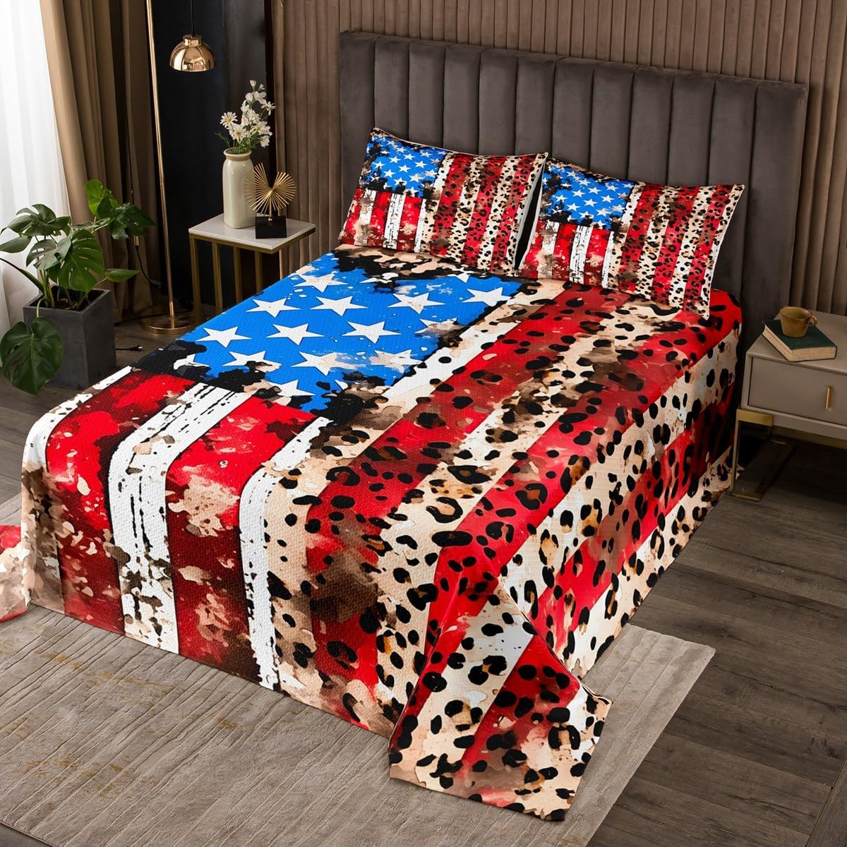 jejeloiu Mosaic Bedspread King Size Kids Stained Glass Coverlet Set Geometric Colorful Quilted Coverlet Microfiber