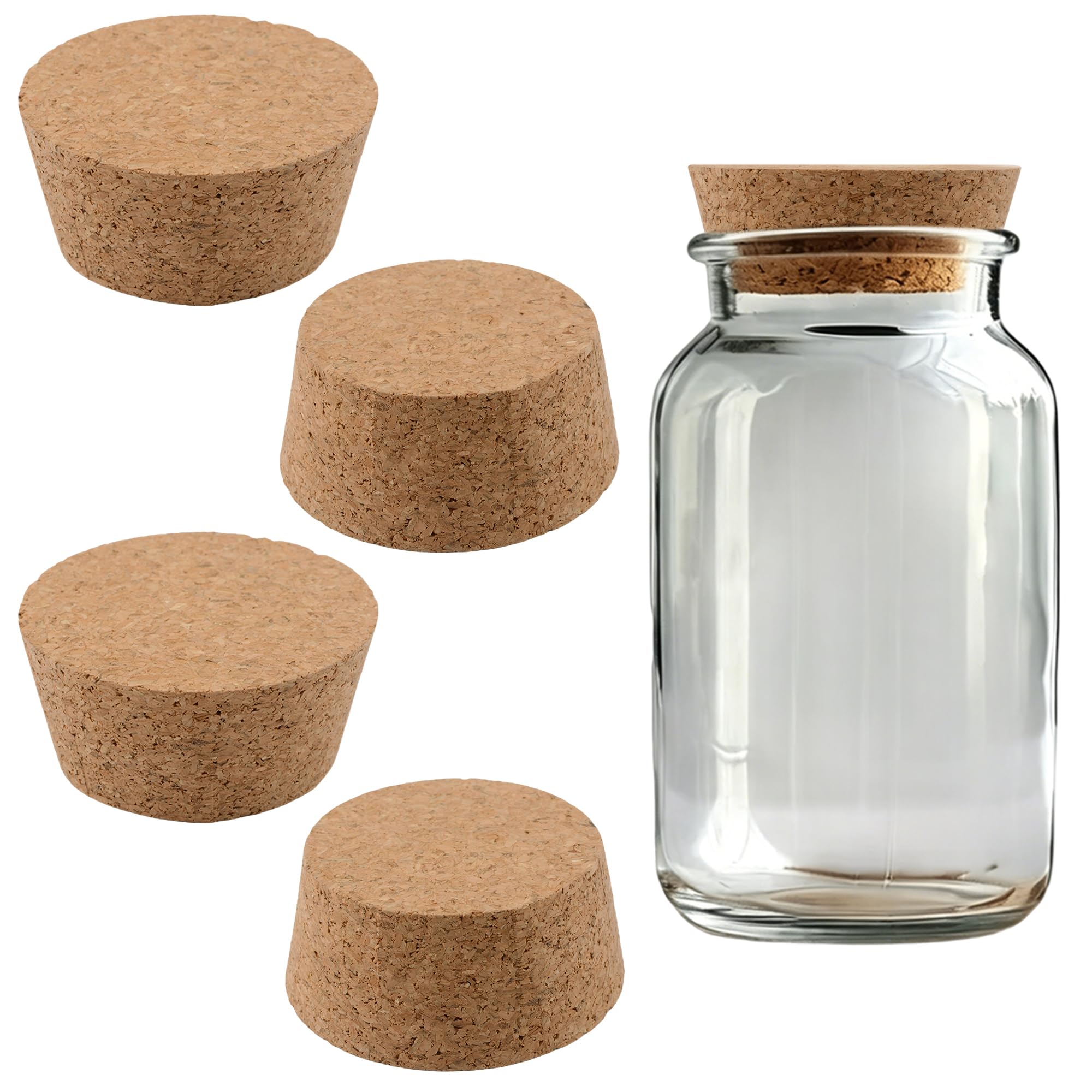 INCREWAY Cork Stoppers 2Pcs, 80x60x40mm Natural Cork for Bottles, Jars, Decanters, and DIY Crafts, Airtight Seal for Wine Bottles, Olive Oil, Essential Oils, and Home Brewing Supplies