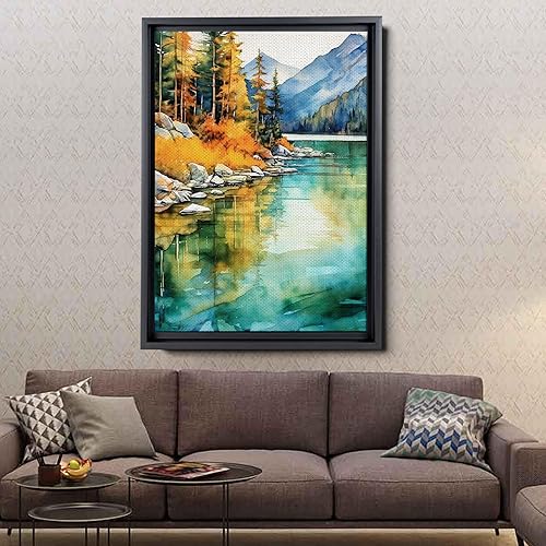 Miniatura 4 de Gentle Serenade, Nature-Inspired Watercolor Wood Wall Print Featuring Pastel Landscapes and a Tranquil River Scene