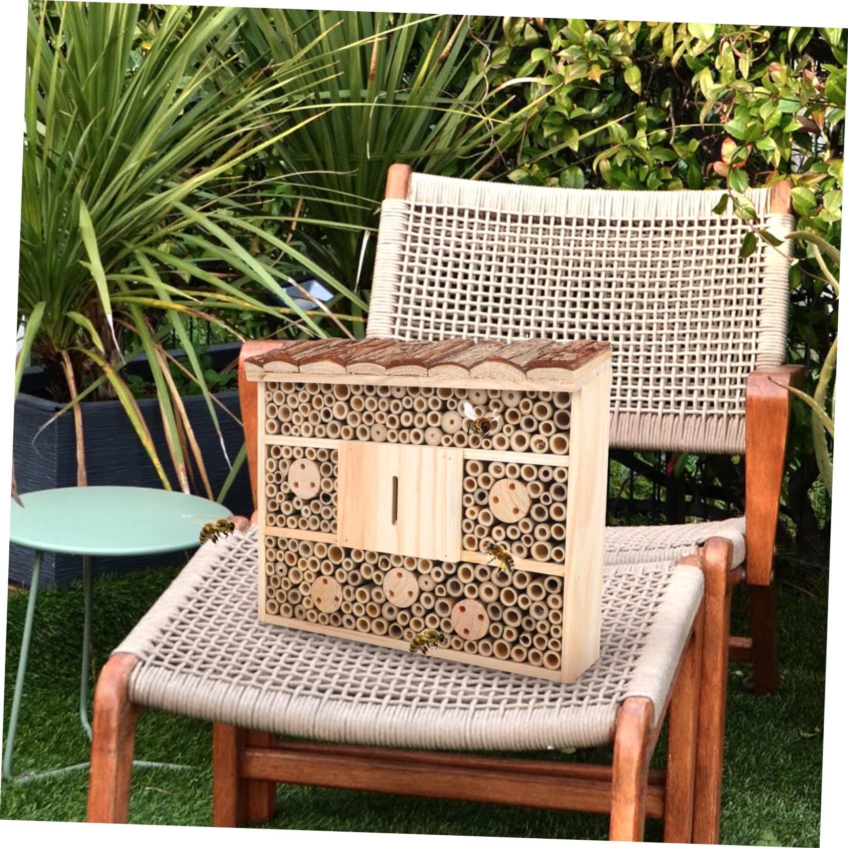 Casetta per Insetti in Legno Beige per Api e Dorifore, Casa di Legno da Giardino, Attira Insetti e Favorisce L’Ecosistema del Giardino