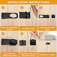 Vista 8 de Cozy Tower Cerradura de combinación de cerrojo de 4 pulgadas y 180 grados para gabinete, cerradura combinada para armario, cajón, puerta de armario