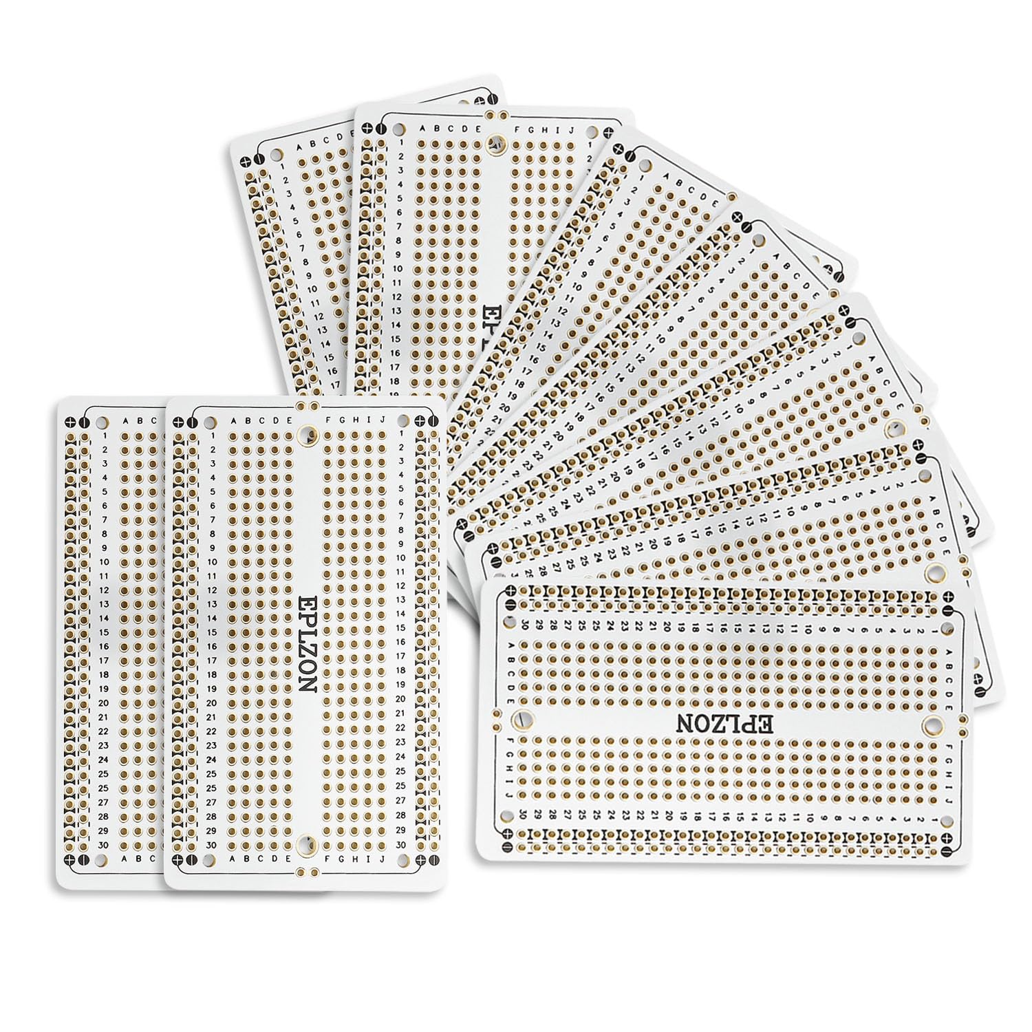 EPLZON 10 Pcs Solderable Breadboard PCB Board Gold-Plated Solder Breadboard for DIY Electronics Projects Apply to Soldering Projects 3.5"x2.05" (White