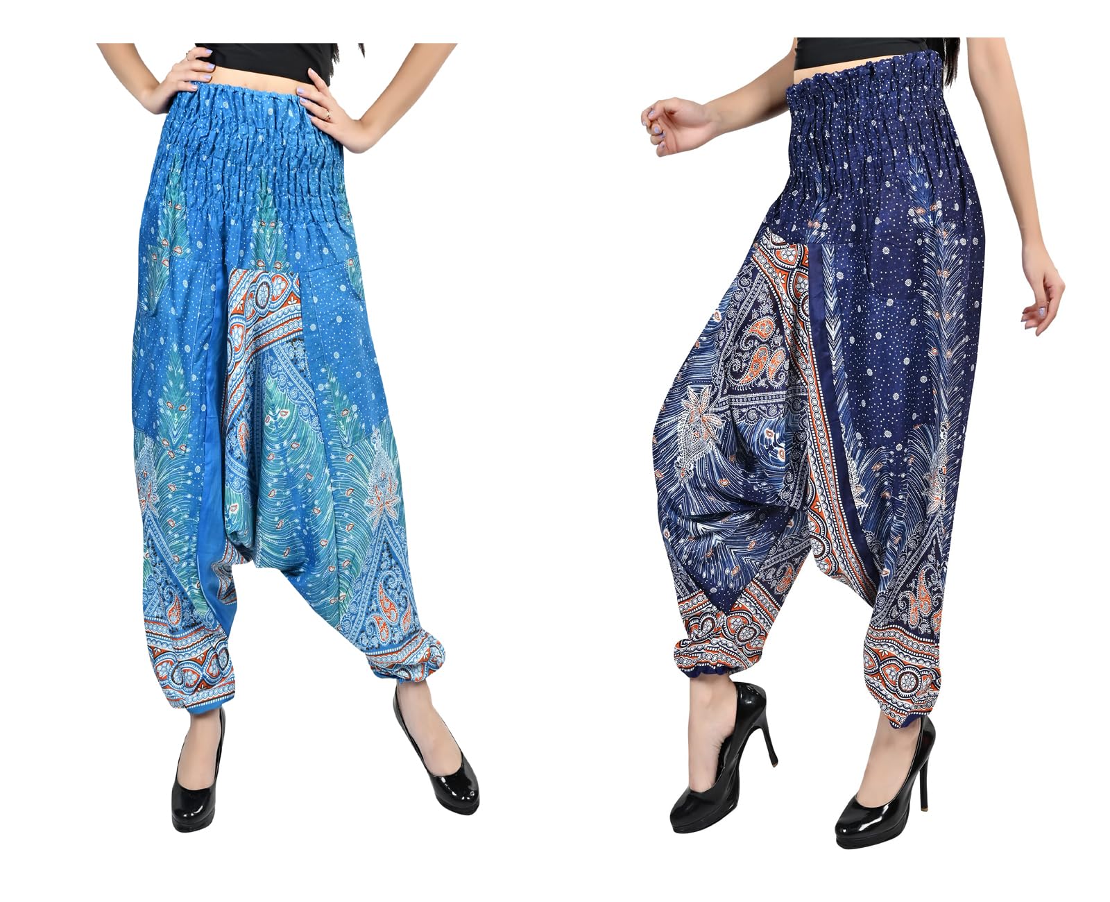 Women's Printed Rayon Harem Pant/Afghani Pant/Palazzo/Pyjama/Jump Suit/Patiyala Salwar,Pack of Two (LDS11389) Multicolour-image-5