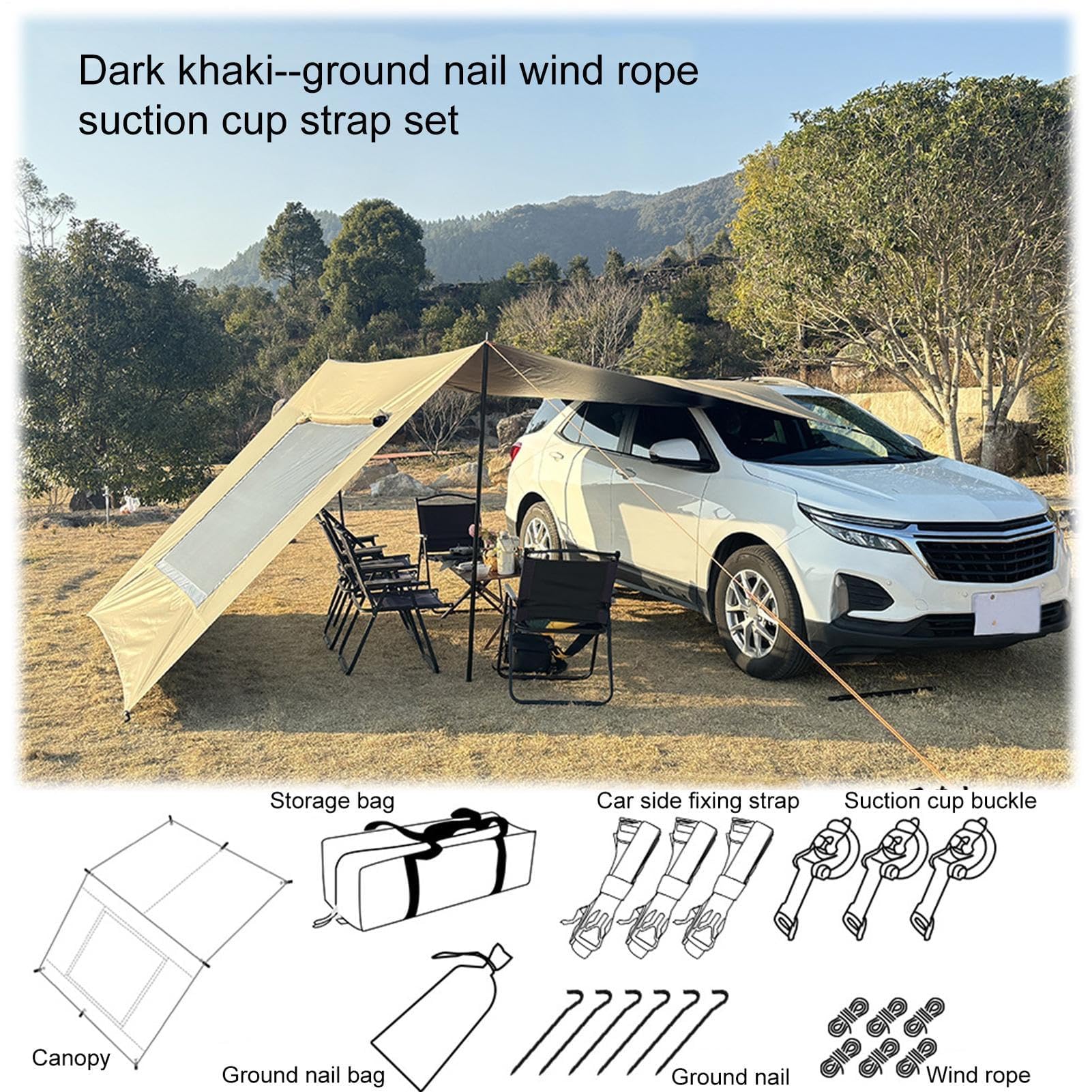 SUV-Markise, tragbar, strapazierfähig, für Fahrzeuge, Heckklappe, Zelt, Outdoor, Camping, Picknick und Angelzubehör