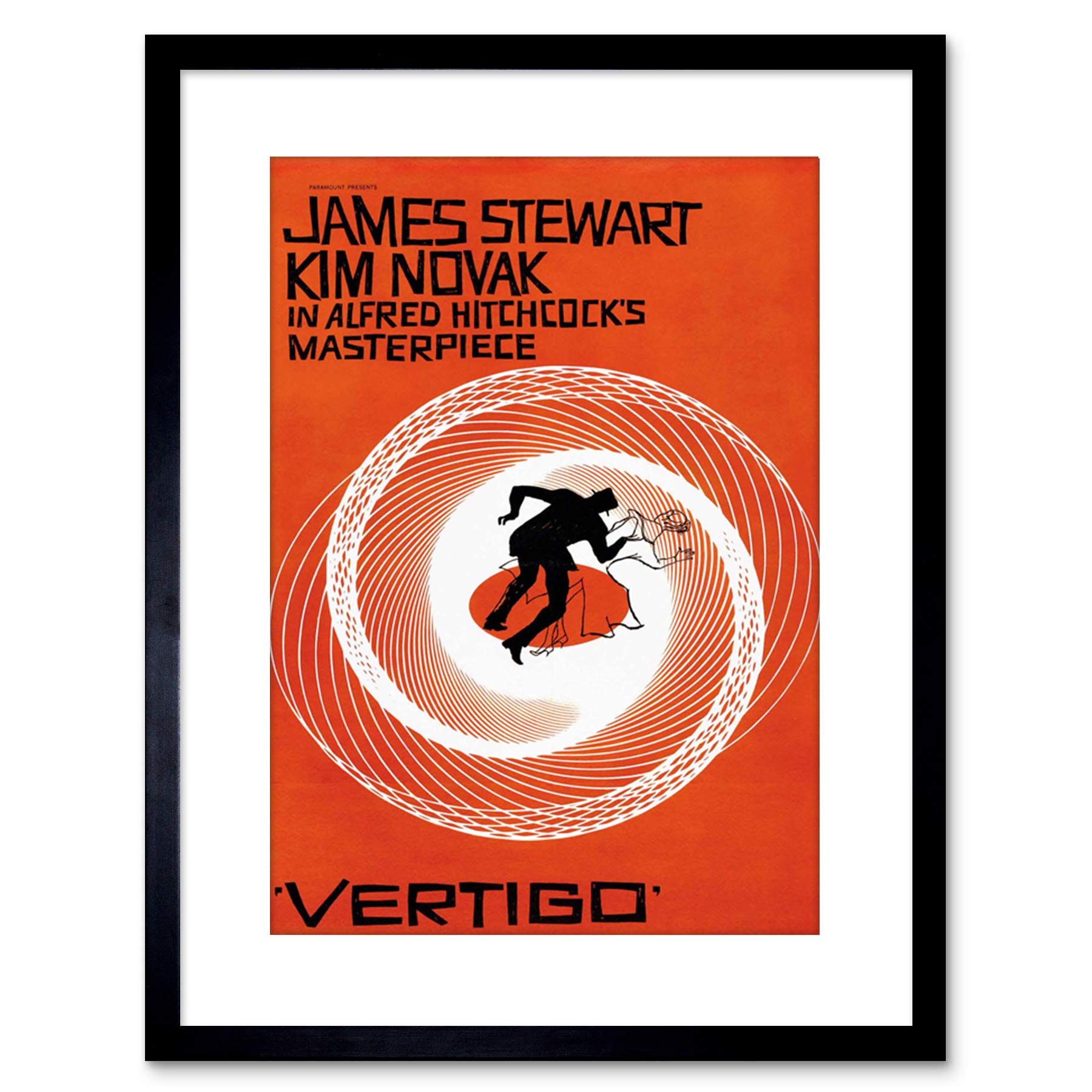Wee Blue Coo 9x7 '' MOVIE VERTIGO 1958 SAUL BASS STEWART HITCHCOCK FRAMED ART PRINT F97X558