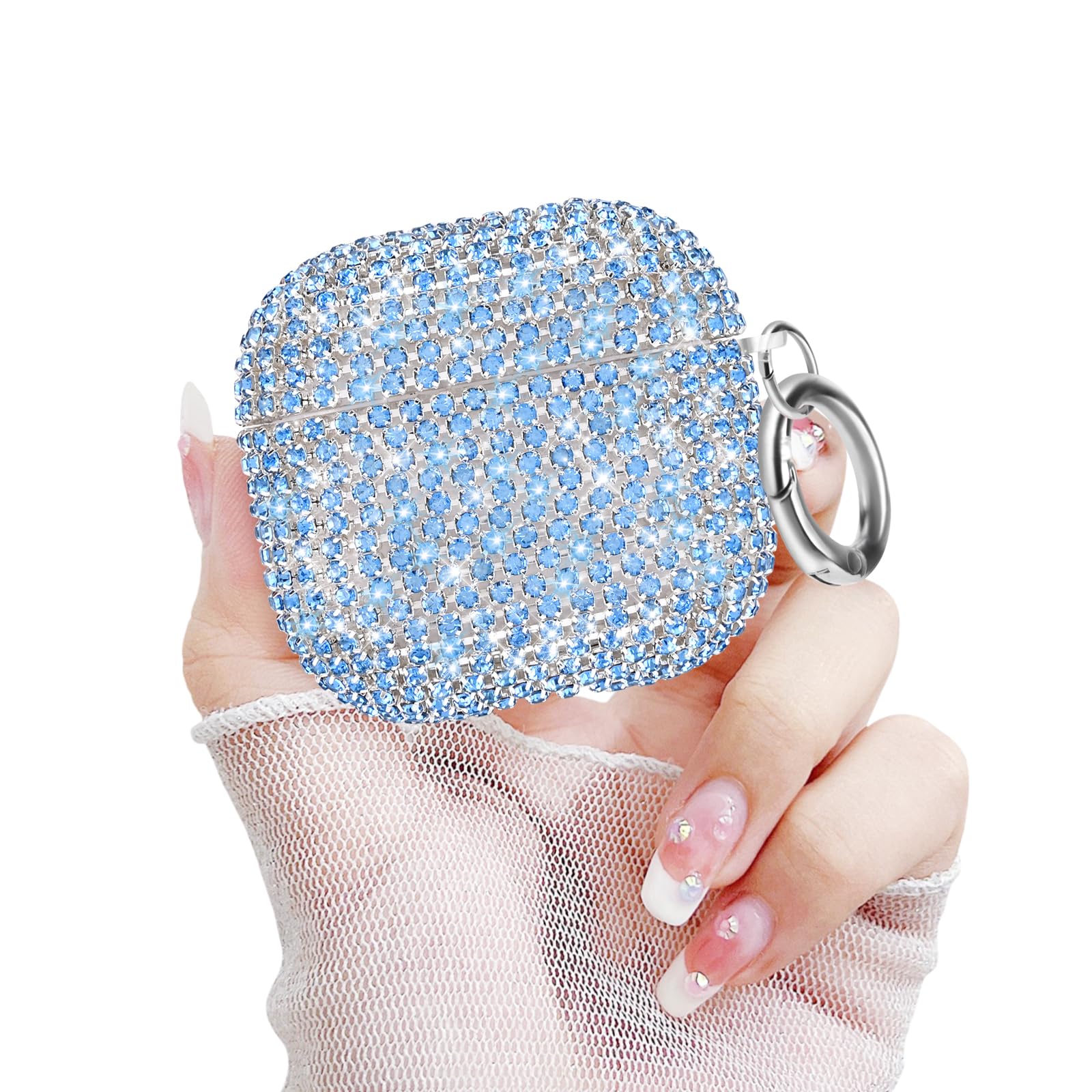 Newseego for Airpods 4 Generation Case, Luxury Sparkly Bling Rhinestone Case with Keychain for Women Girls Anti-Lost Glitter Crystal Hard PC