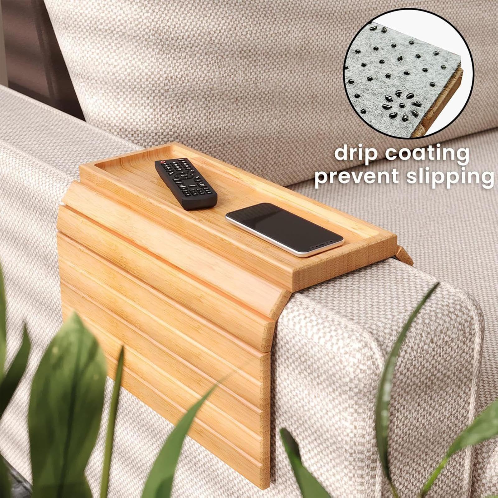 Bandeja antideslizante universal para reposabrazos de sofá, para bebidas, café, teléfono, control remoto, accesorio reclinable para sala de estar, dormitorio, apartamento o habitación