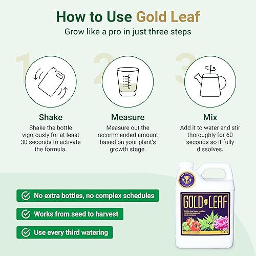 Miniatura 8 de Gold Leaf Fertilizante líquido Fertilizante vegetal de un solo paso con cada nutriente esencial para brotes y flores más grandes saludables, pH