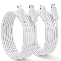 Cavo USB C 2M+2M 60W Cavo di ricarica Nylon Cavo USB Type-c ricarica rapida per iPhone 15 16 17 Pro Max, Samsung Galaxy S24, S23, Pixel 7 iPad Pro MacBook Air,Bianco