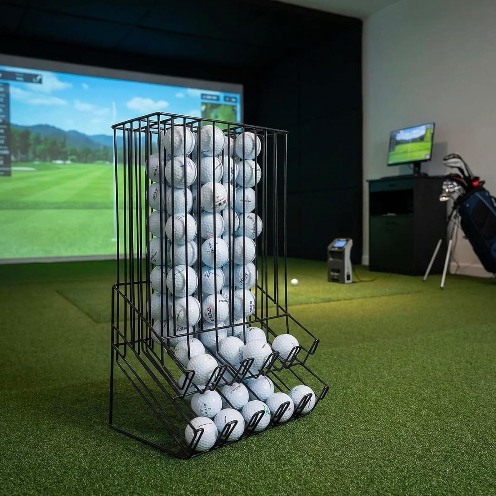 MyGift 60 Capacity Golf Ball Basket Holder - Matte Black Metal