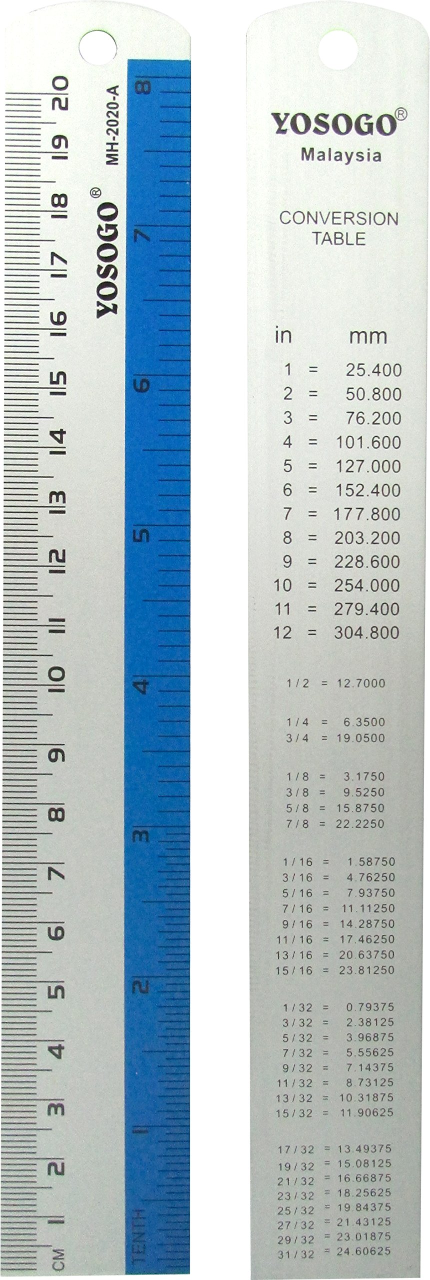 Amazon Com Set Of 3 Aluminum Rulers Of 6 8 12 In Inch And Cm Scale W Hanging Hole Random Color Office Products