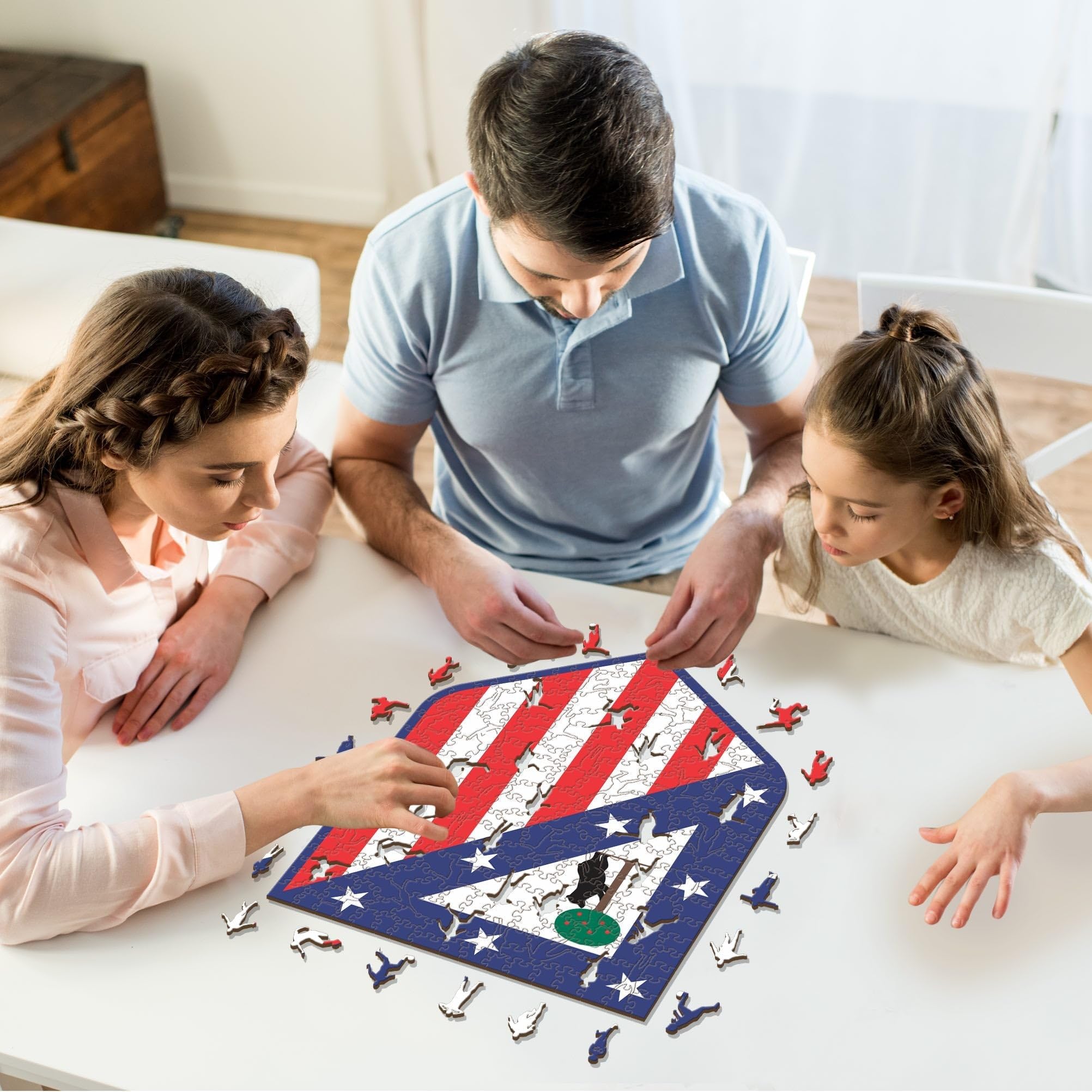 Iconic Puzzles - Atletico Madrid, Logo, Puzzle di Legno con licenza ufficiale, 100% sostenibile, regalo per adulti e bambini, taglia M, 270 Pz
