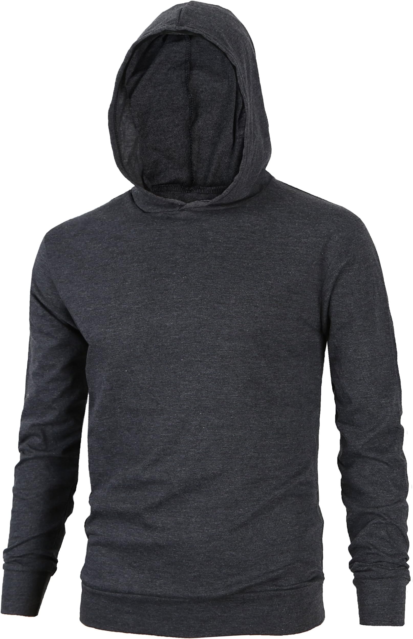 Align Apparel Mens Lightweight Cotton Pullover Long Sleeve Hoodie Sweatshirt(Medium,Charcoal)