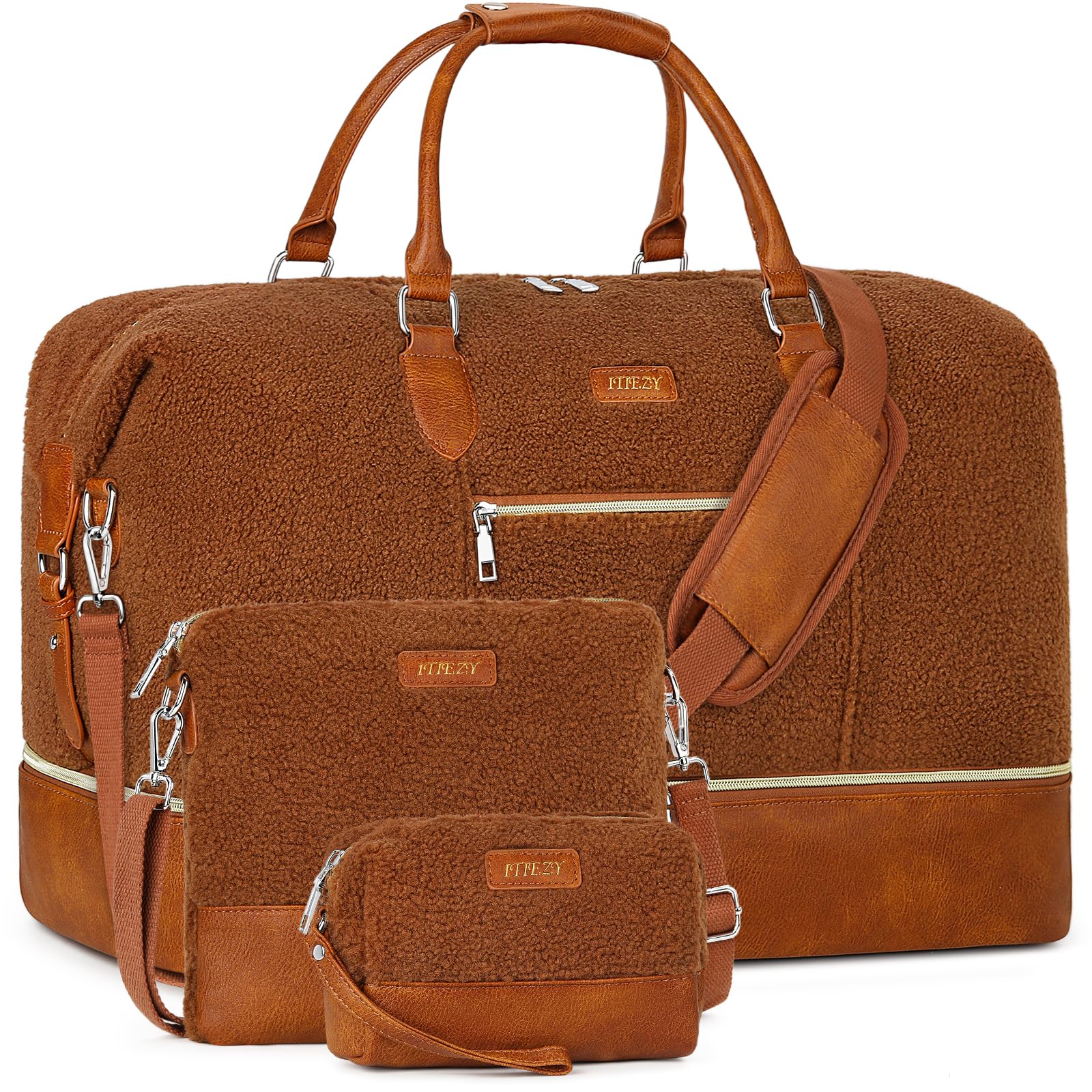 Borsone da viaggio da donna, borsa da viaggio con scomparto per scarpe, grande borsa da viaggio in nylon per il fine settimana, 8a-marrone, L, Moderno e Funzionale