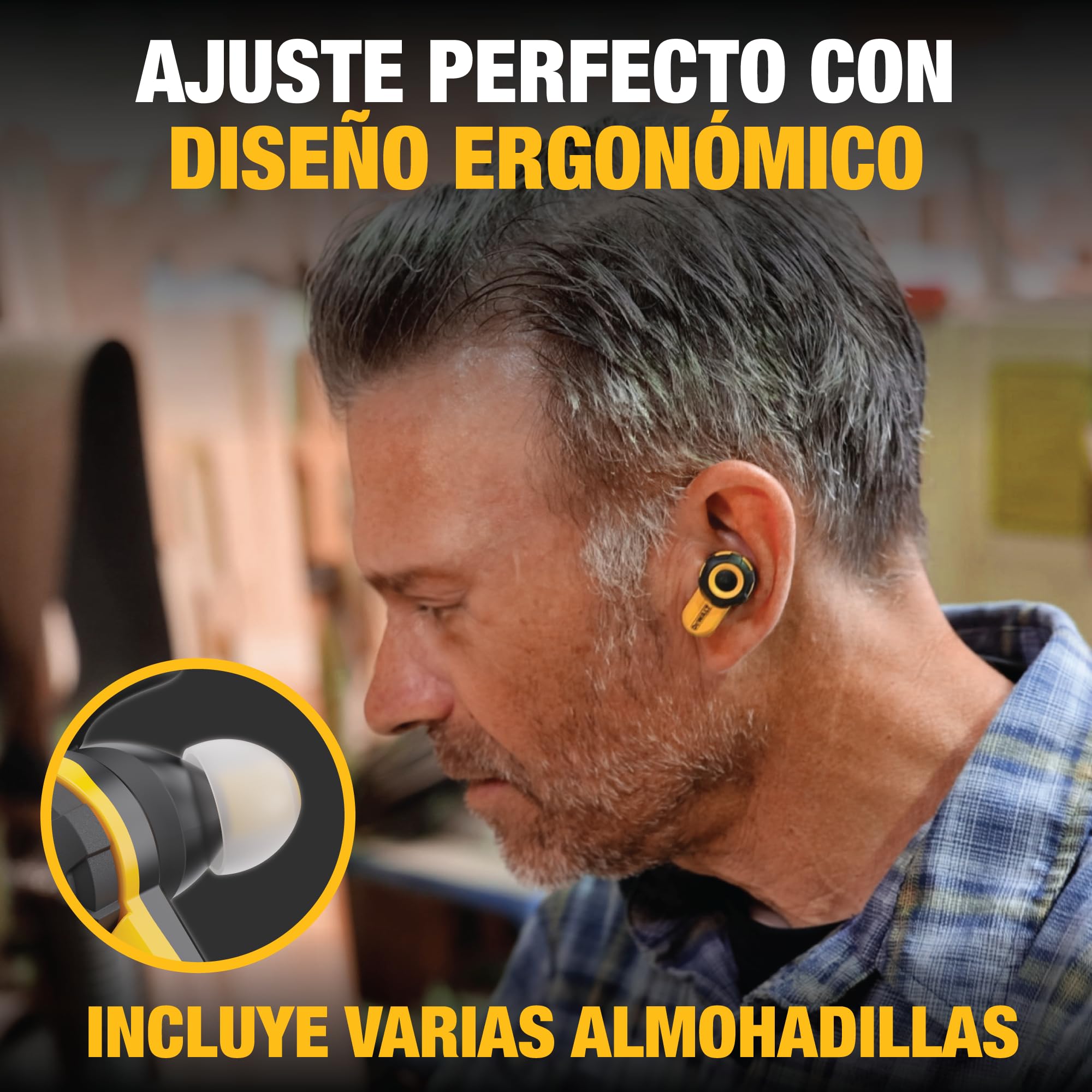 DEWALT Audífonos inalámbricos Jobsite Pro X2 ANC con Bluetooth para Trabajo Pesado, con cancelación Activa de Ruido, 10 h de autonomía (más de 40 h con Estuche), 4 Modos de ecualización, IP54