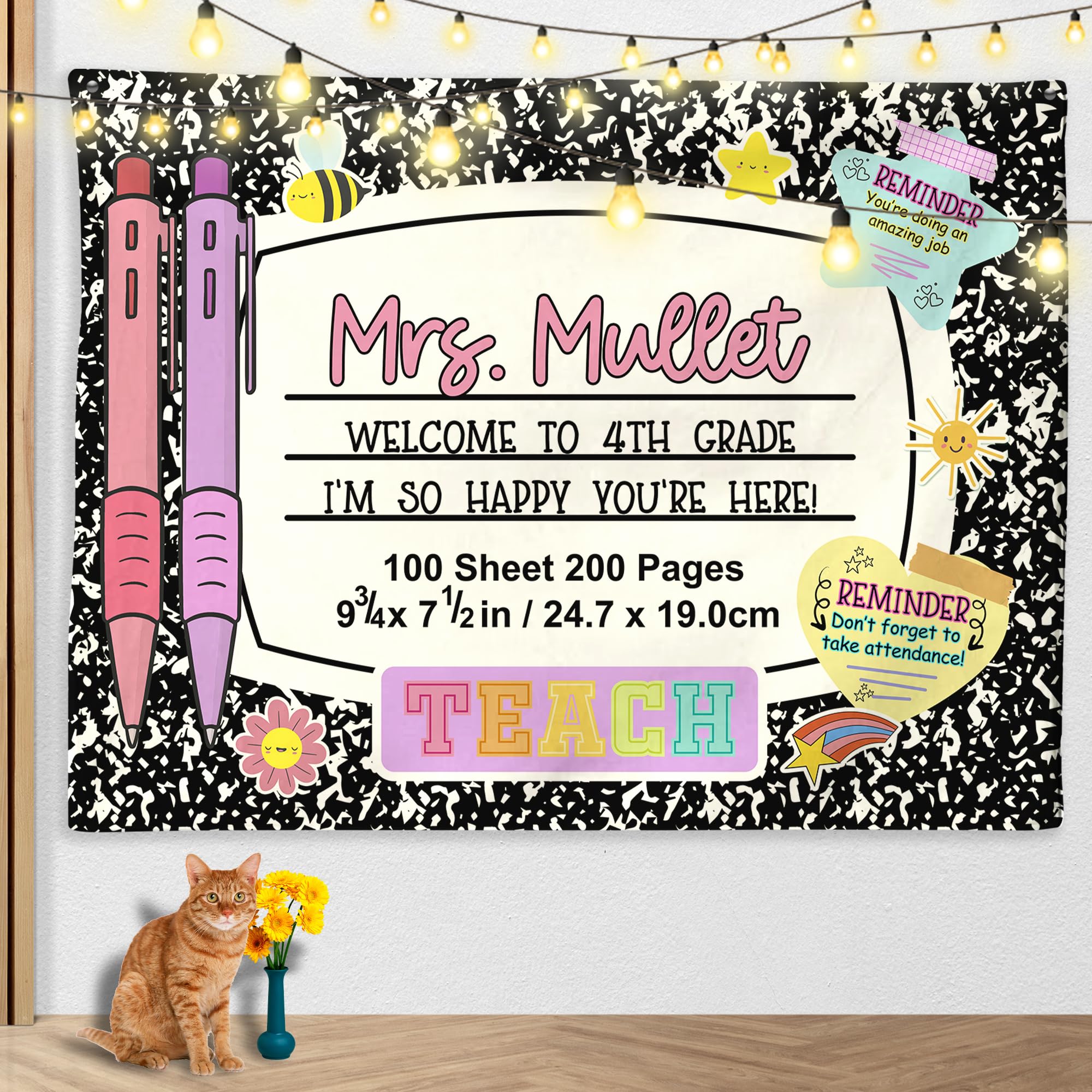 CHILLIGEN Classroom Wall Tapestry - Custom Notebook Wall Art For Boys Girls Kids Todders Back To School Decor For Playroom Classroom School