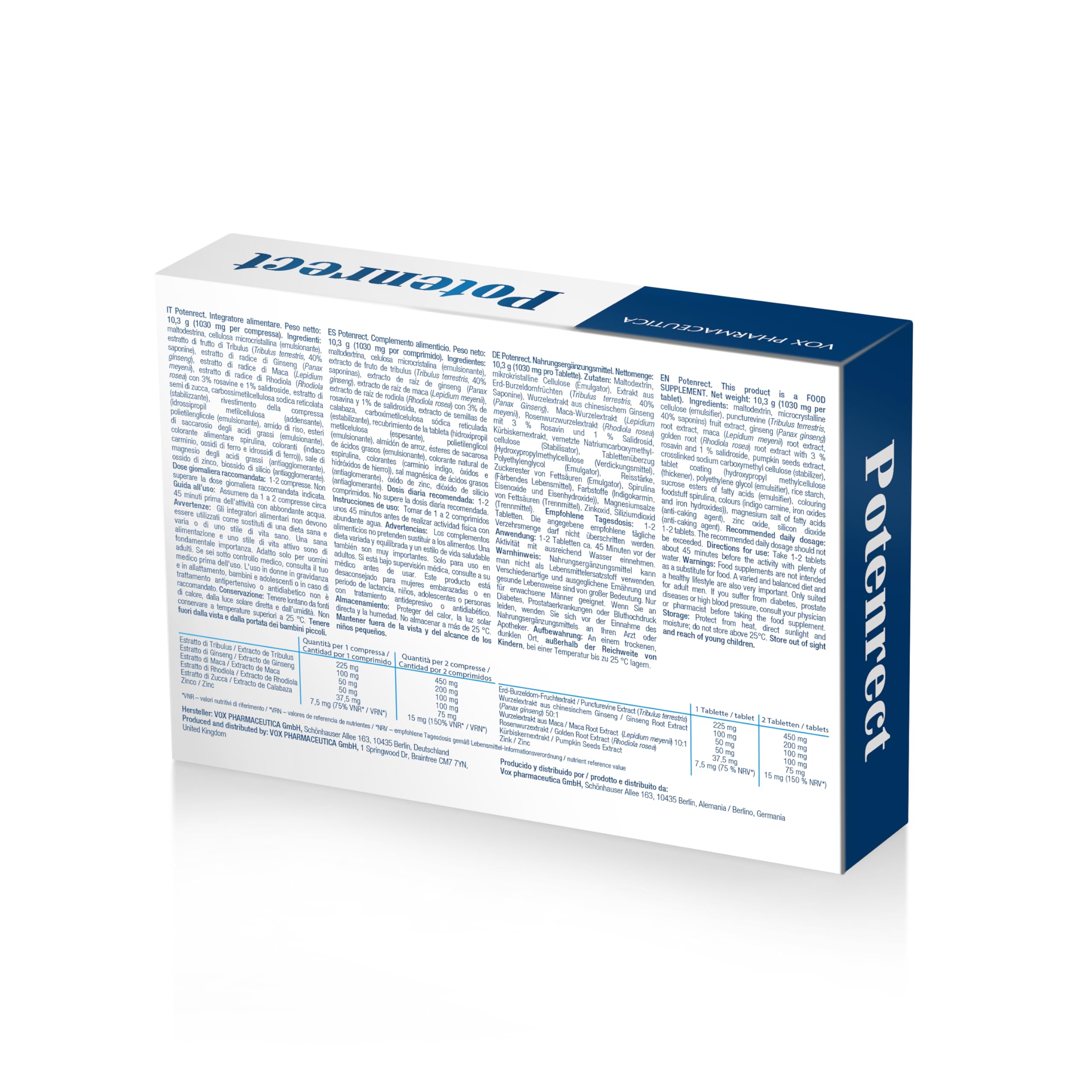 Formula Naturale ad Azione Rapida per Uomo – Compresse Vegetali – Complesso Erbale Selezionato con Tribulus, Ginseng, Maca e Rhodiola – 10 Compresse (Neutro)