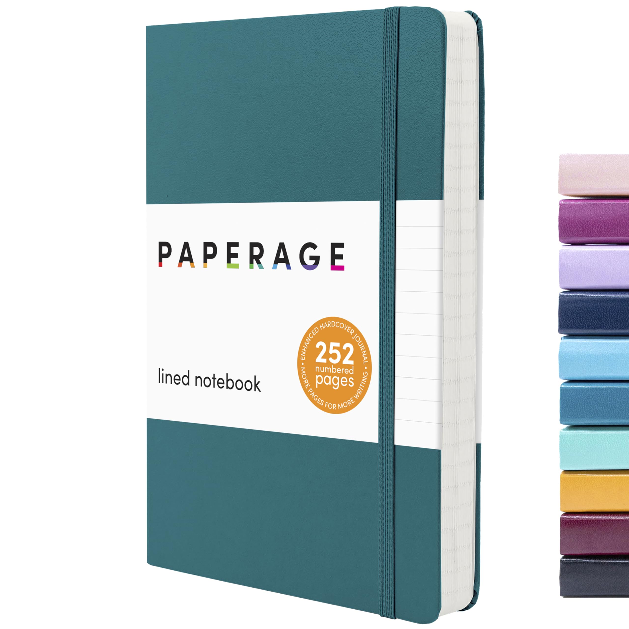 PAPERAGE Lined Journal Notebook, (Turquoise), 252 Pages, Medium 5.6 inches x 8 inches - 100 GSM Thick Paper, Hardcover
