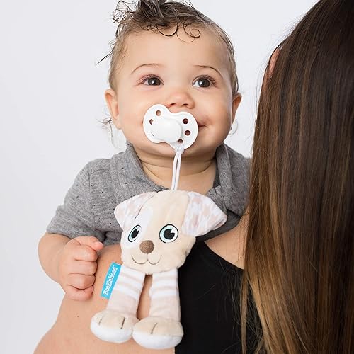 Miniatura 2 de BooginHead Soporte para chupete de animales de peluche y clip para chupete, cachorro marrón