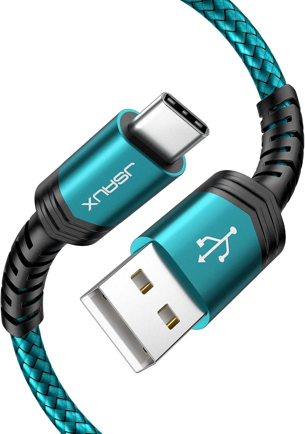 USB Type C Cable 3A Fast Charging [2-Pack 3.3ft+10ft], JSAUX USB-A to USB-C Charge Braided Cord Compatible with Samsung Galaxy S10 S9 S8 S20 Plus A51,Note 10 9 8, PS5 Controller, USB C Charger-Green