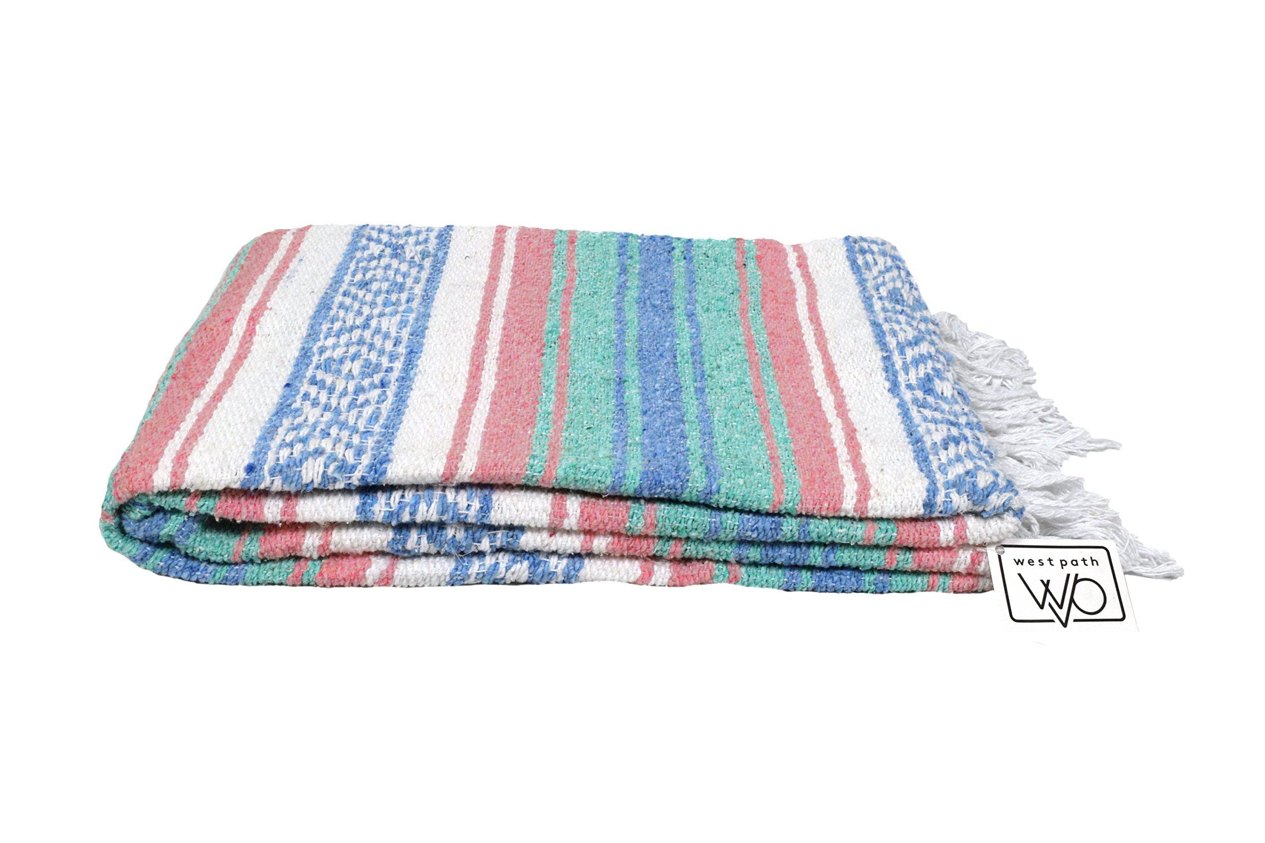 Open Road Goods Multi Color Mexican Falsa Blanket - Handwoven in Mexico - Great for The Beach, Picnics, Yoga, or a Throw! (Beach CT)