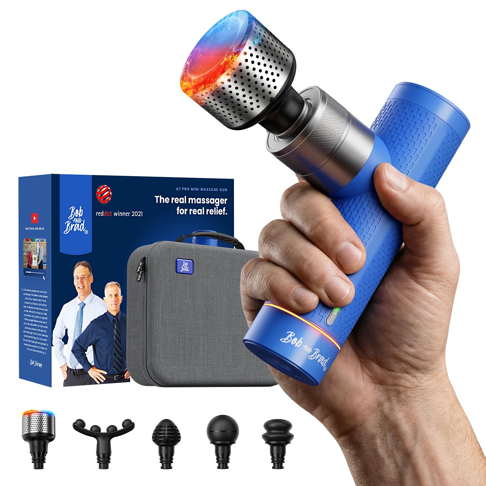 BOB AND BRAD A7 Pro Massage Gun with Heat Cold Therapy for Back Pain Recovery - 11mm Deep
