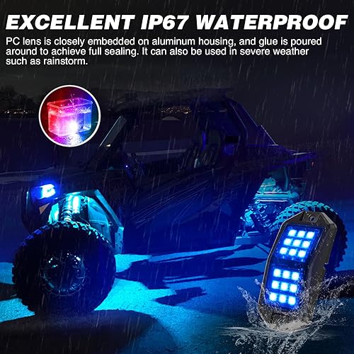 Miniatura 7 de Nilight 8 luces LED RGB neón bajo el auto, gran angular, brillo interno, multicolor, control remoto y aplicación, dual, multimodo, base para